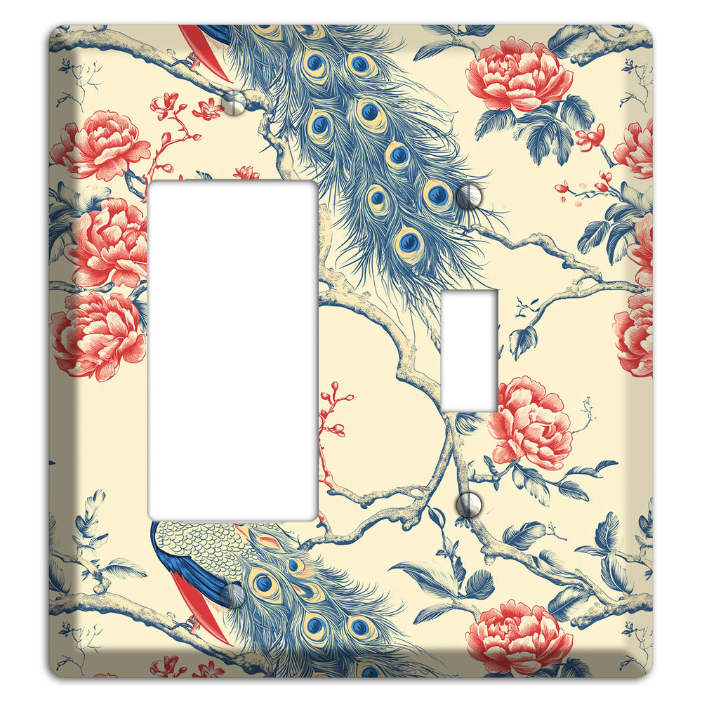 Peacock & Peony Rocker / Toggle Wallplate