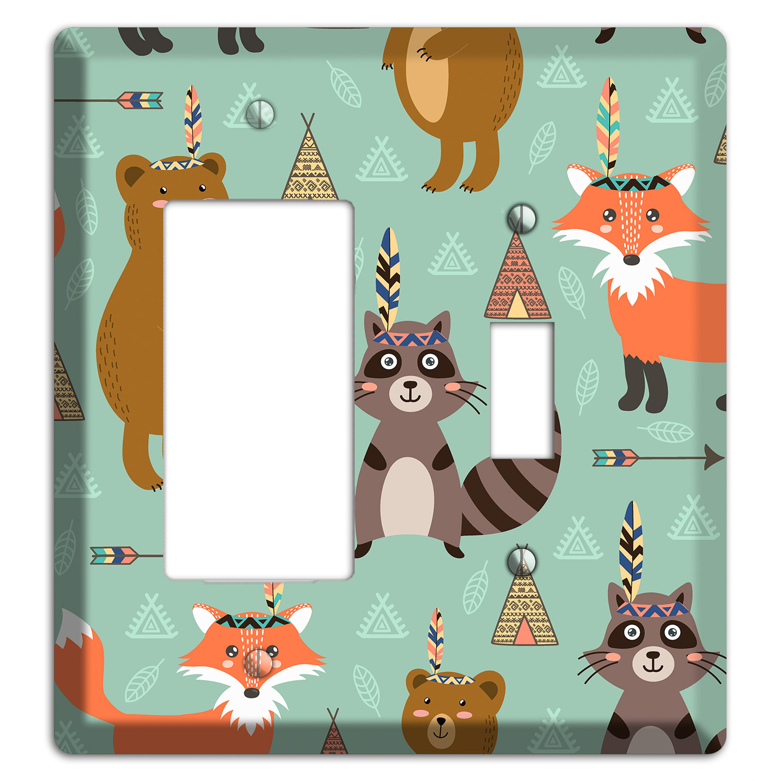 Tribal Woodland Camp Rocker / Toggle Wallplate
