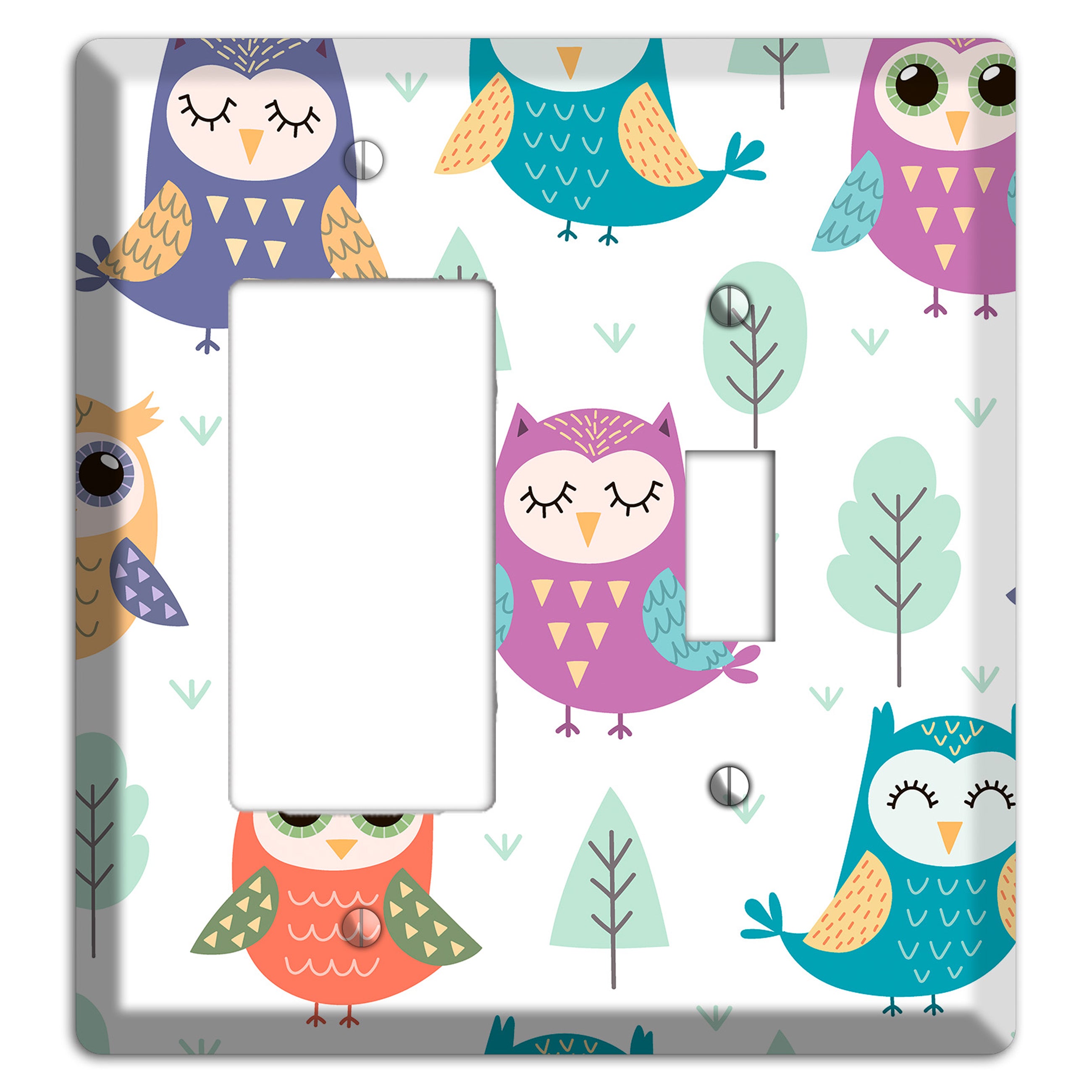 Dreamy Owls (White) Rocker / Toggle Wallplate