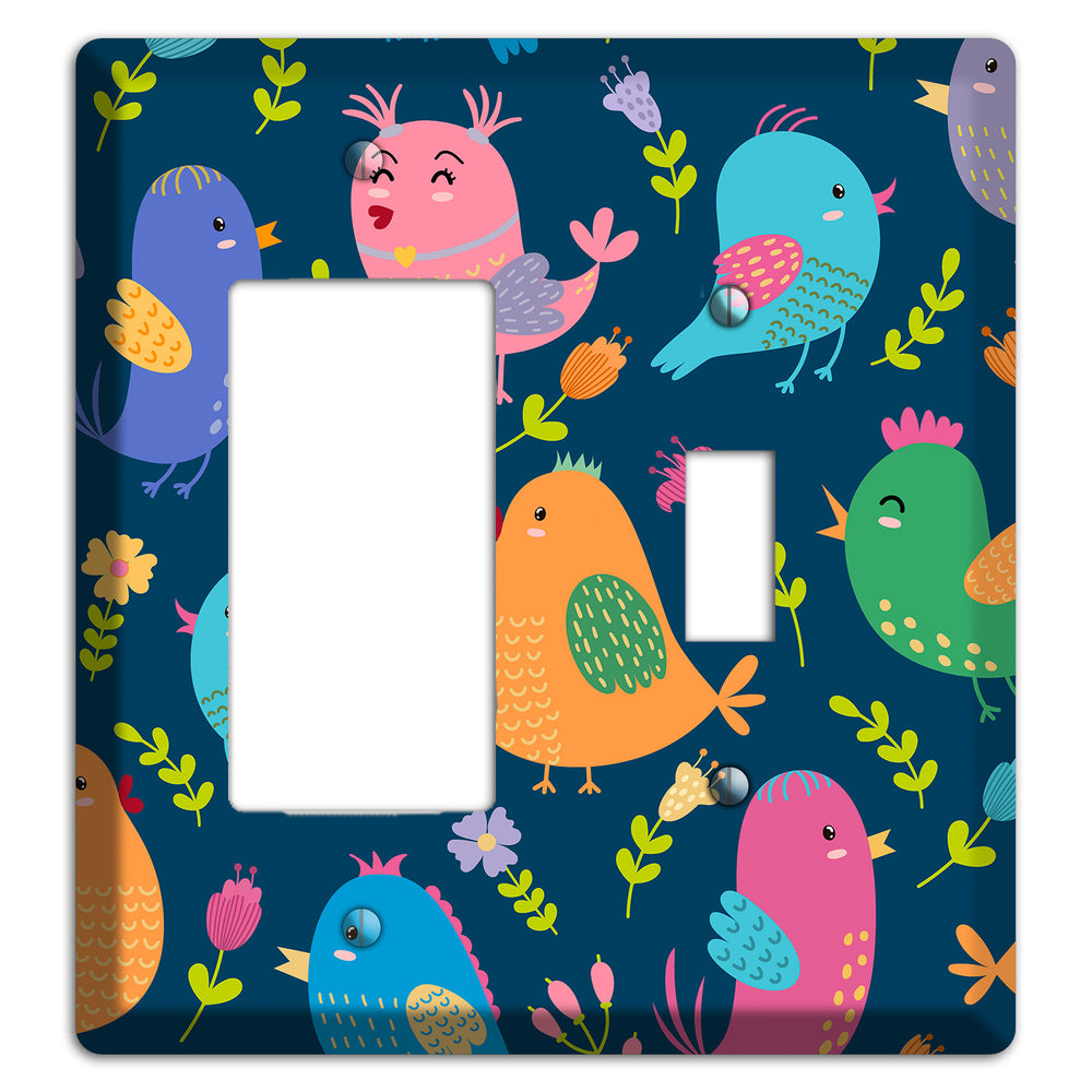 Jungle Chorus (Navy) Rocker / Toggle Wallplate