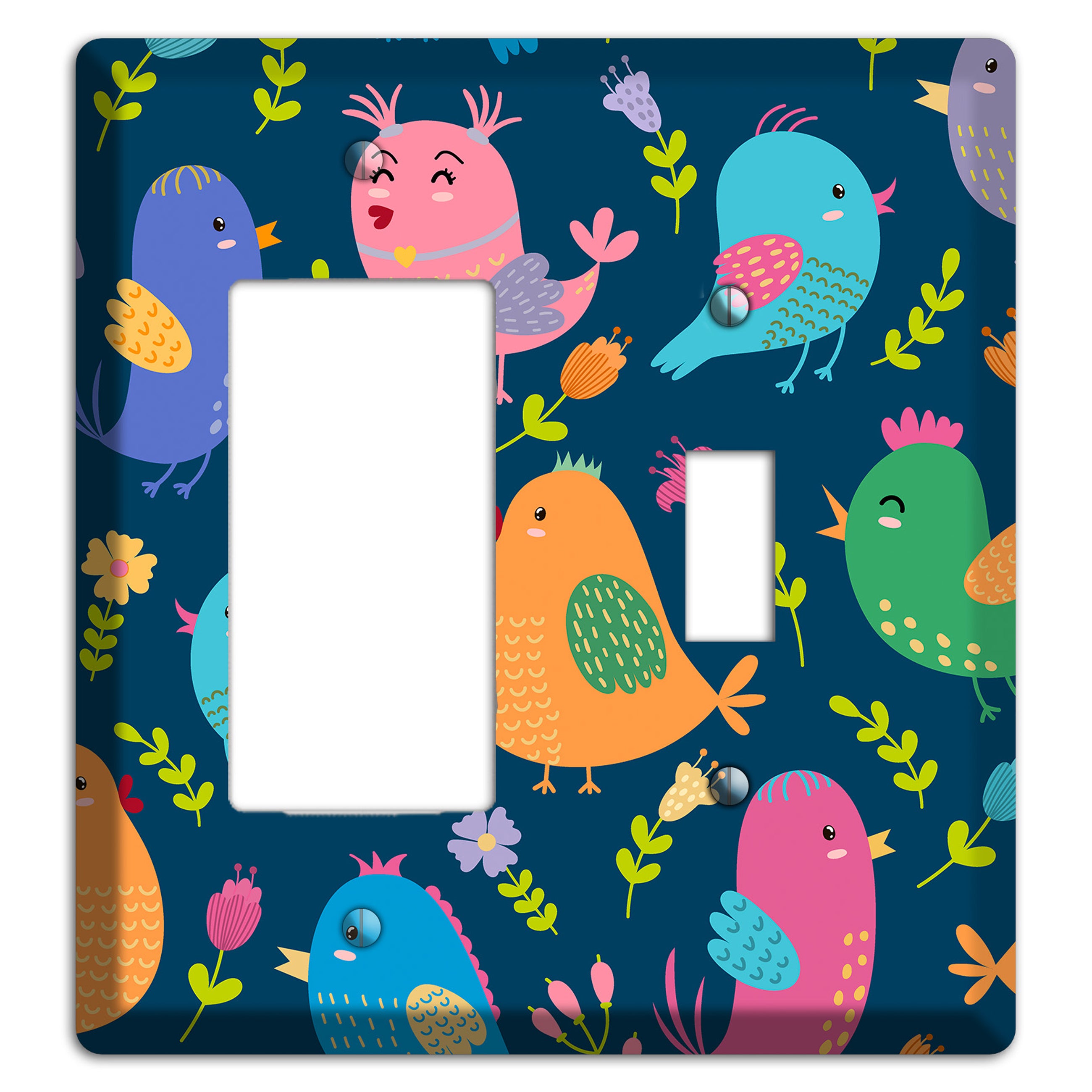 Jungle Chorus (Navy) Rocker / Toggle Wallplate