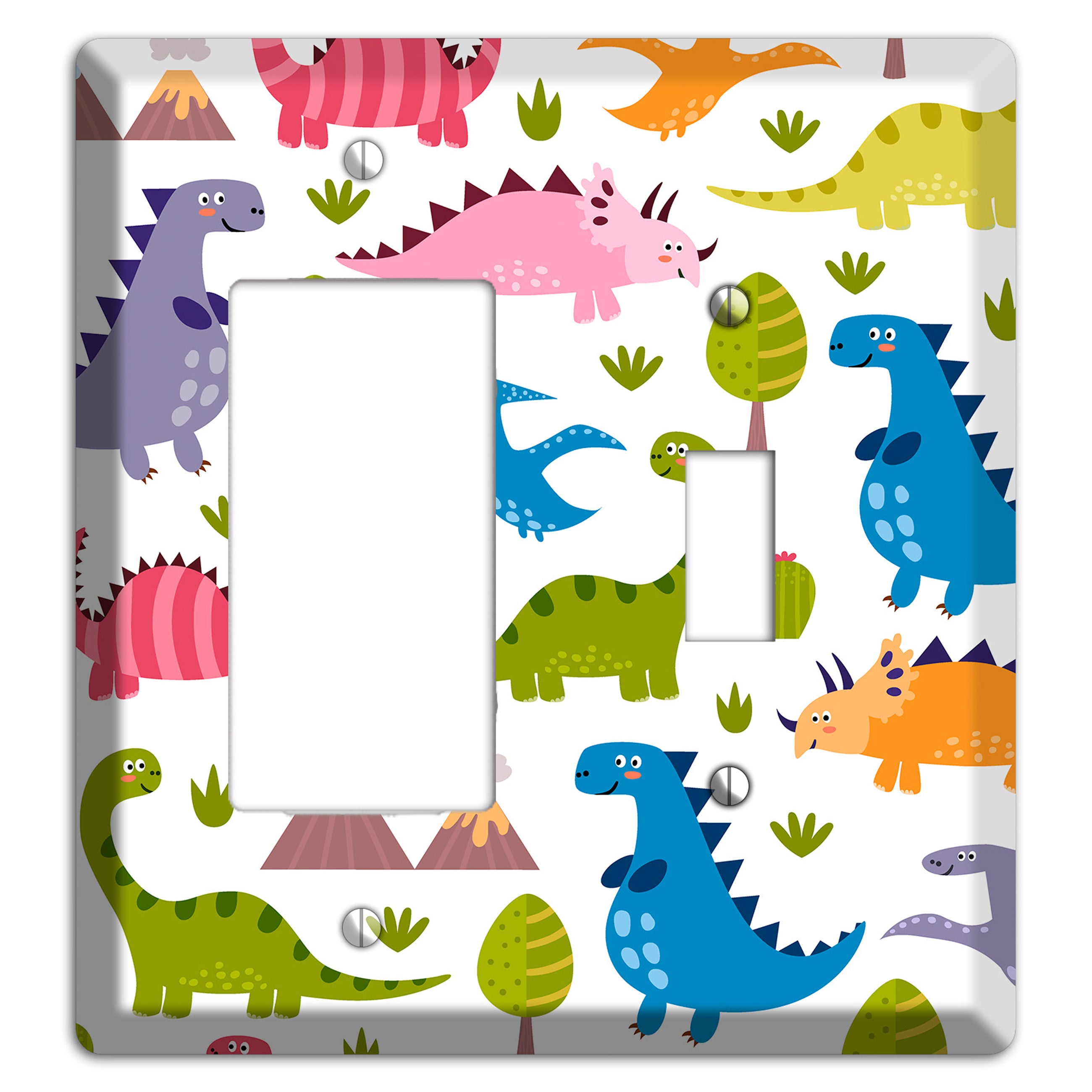 Dino Friends (Bright) Rocker / Toggle Wallplate