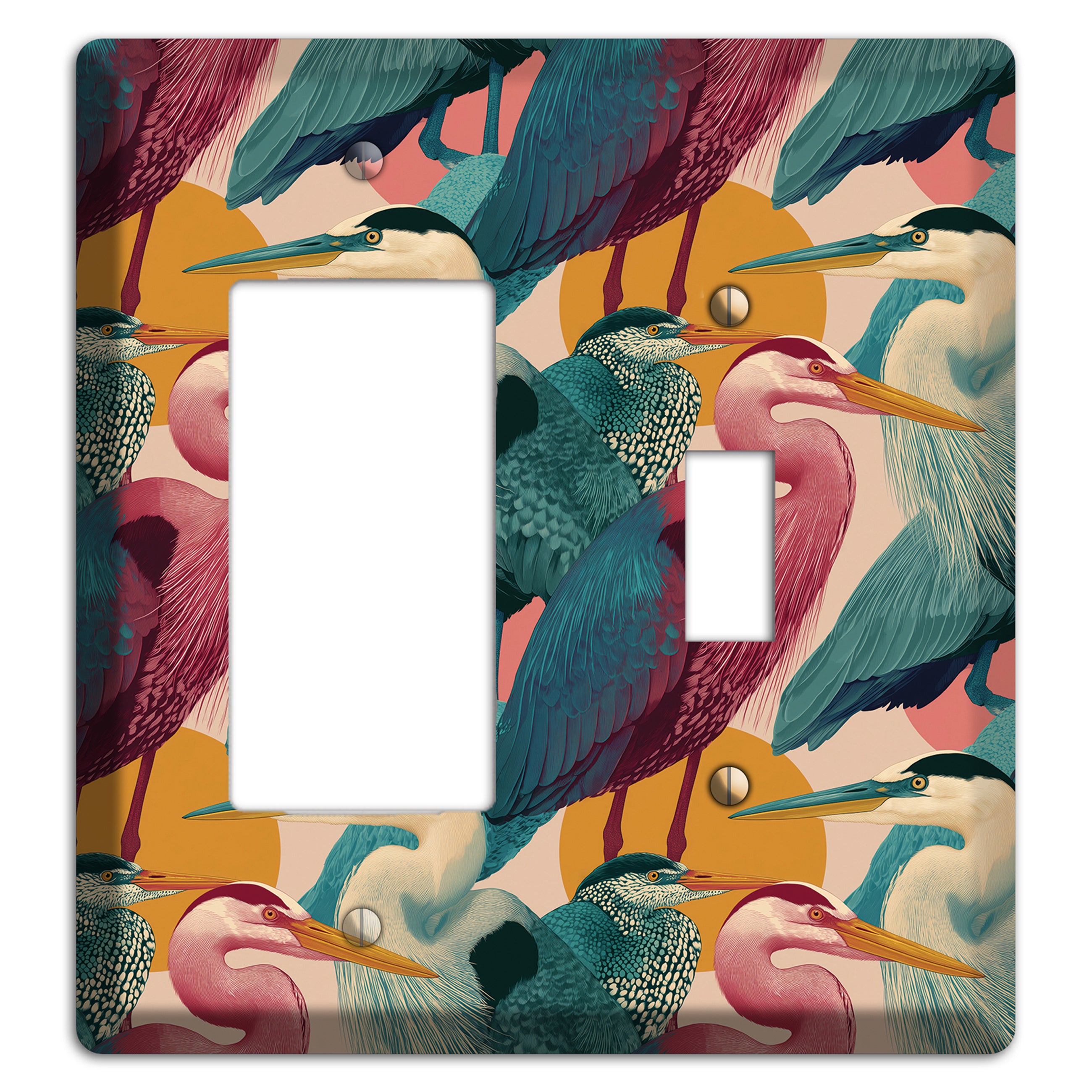 Teal Heron Mosaic Rocker / Toggle Wallplate