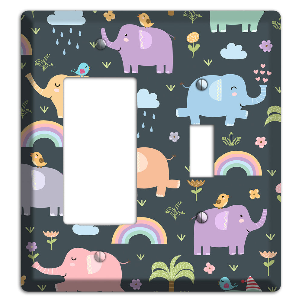 Elephant Parade (Charcoal) Rocker / Toggle Wallplate