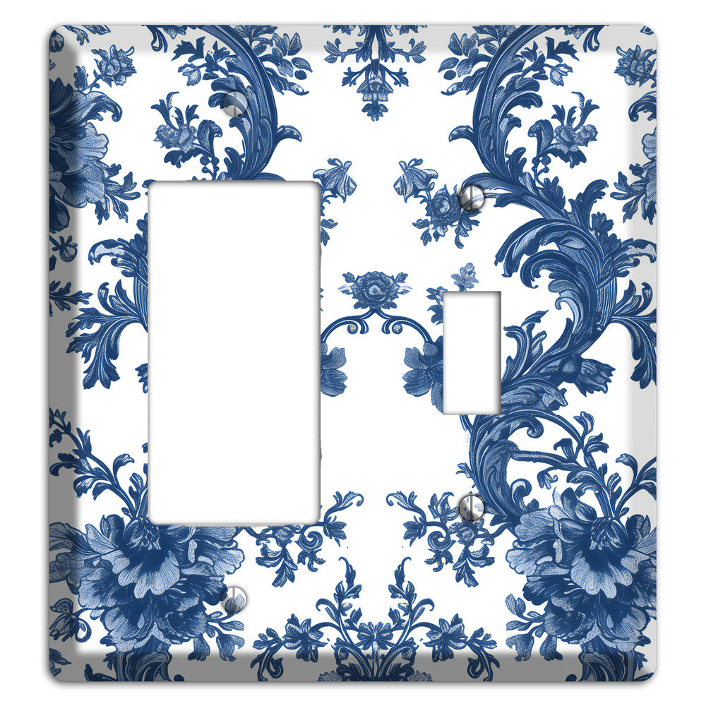 Cobalt Garden Damask Rocker / Toggle Wallplate