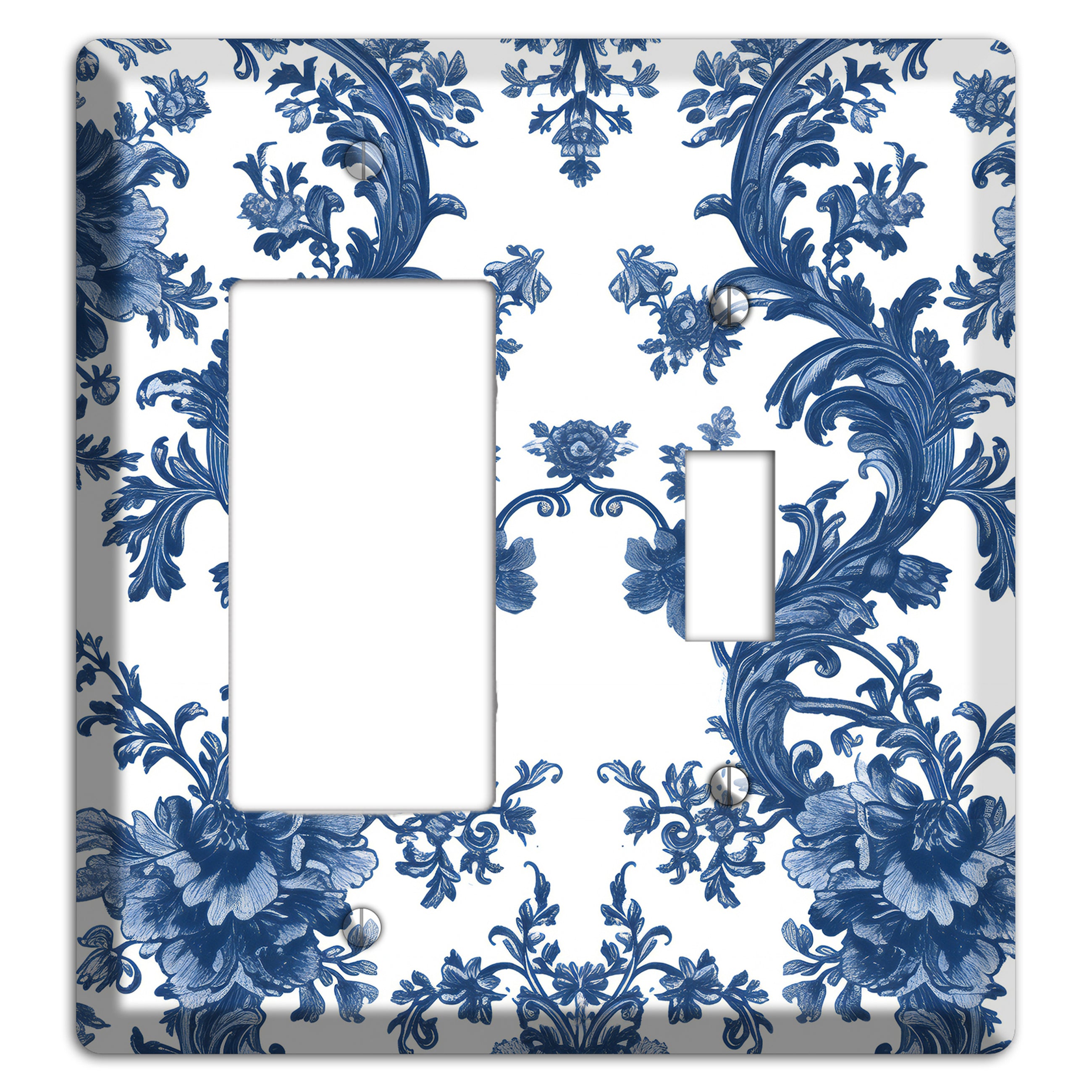 Cobalt Garden Damask Rocker / Toggle Wallplate