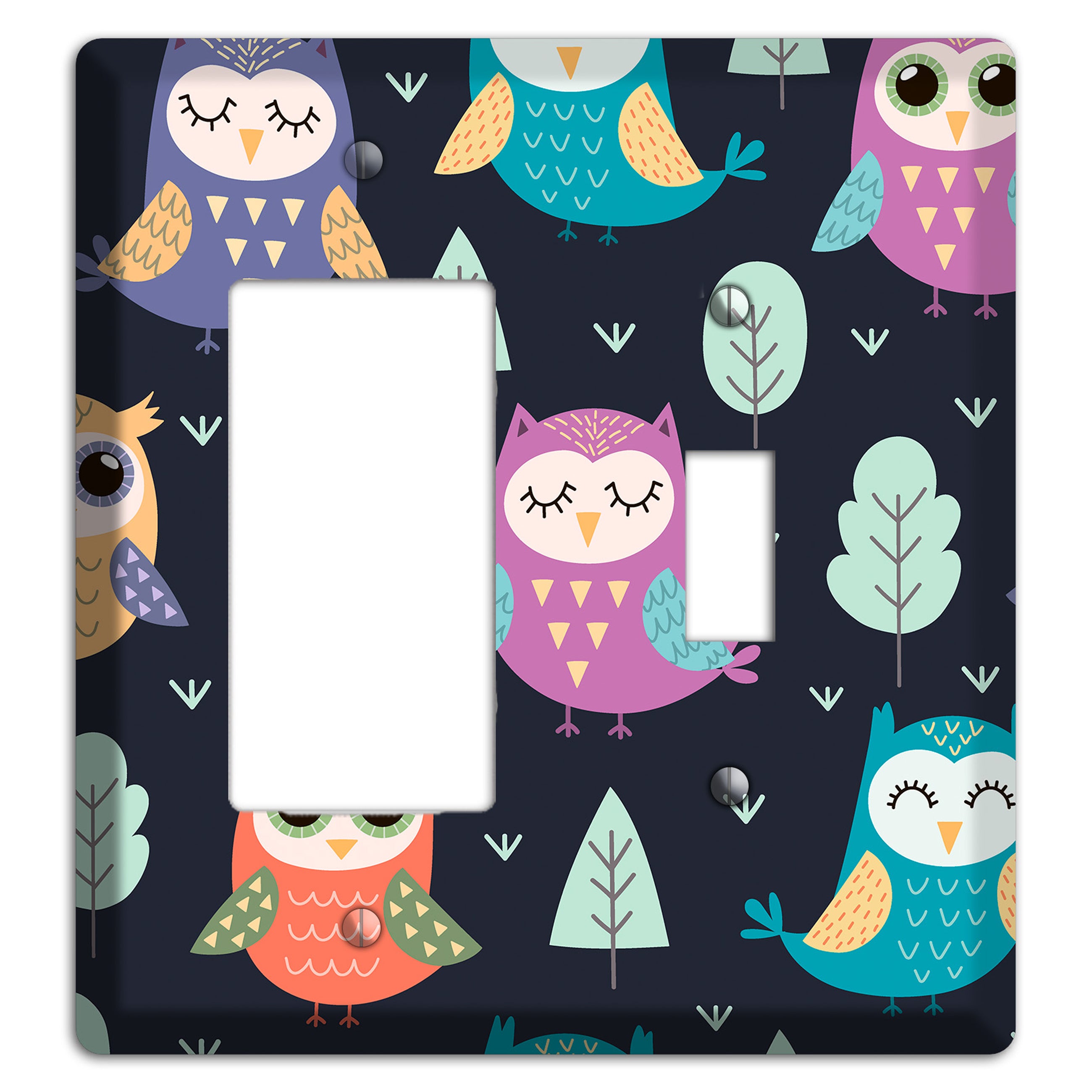 Dreamy Owls (Navy) Rocker / Toggle Wallplate