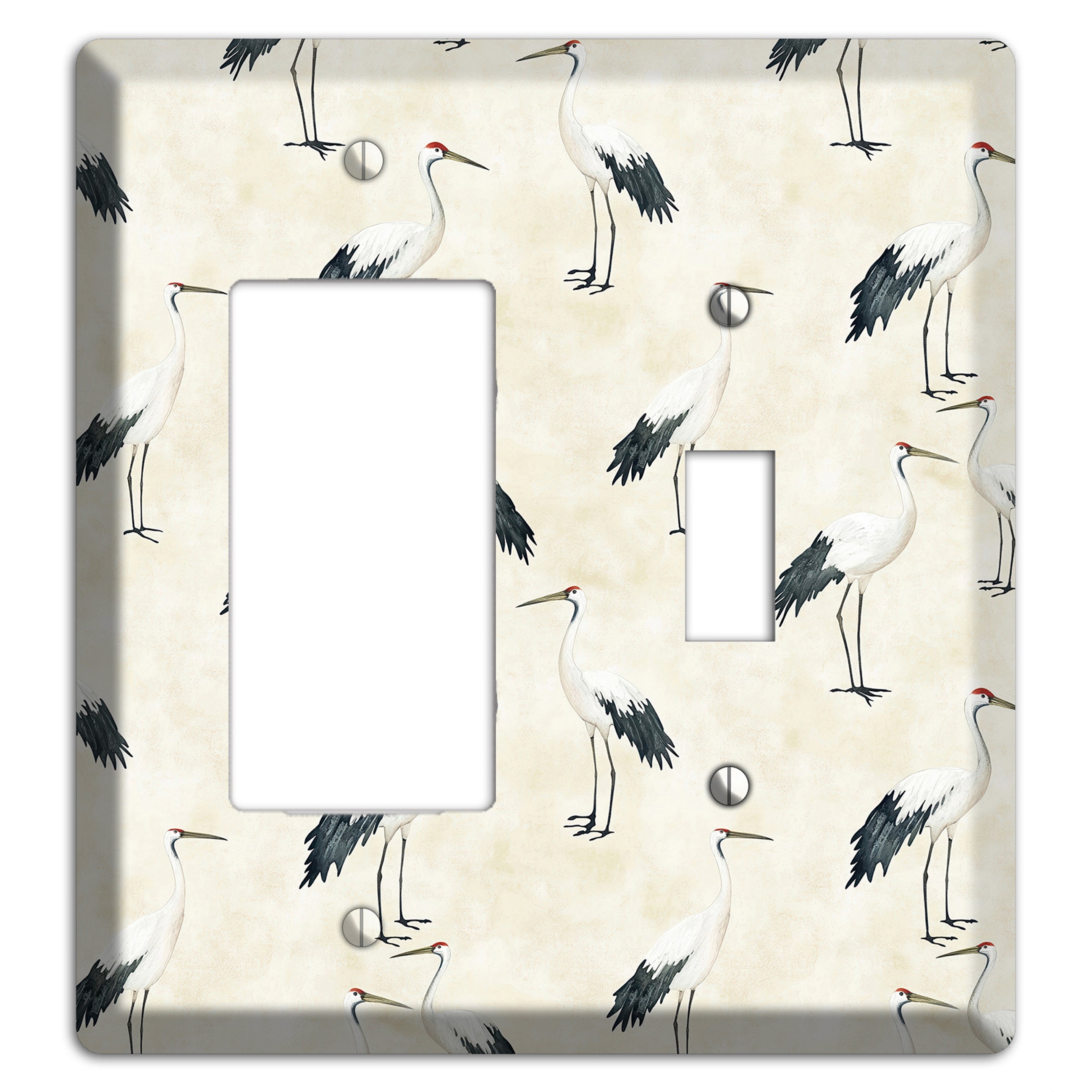 Pearl Crane Garden Rocker / Toggle Wallplate