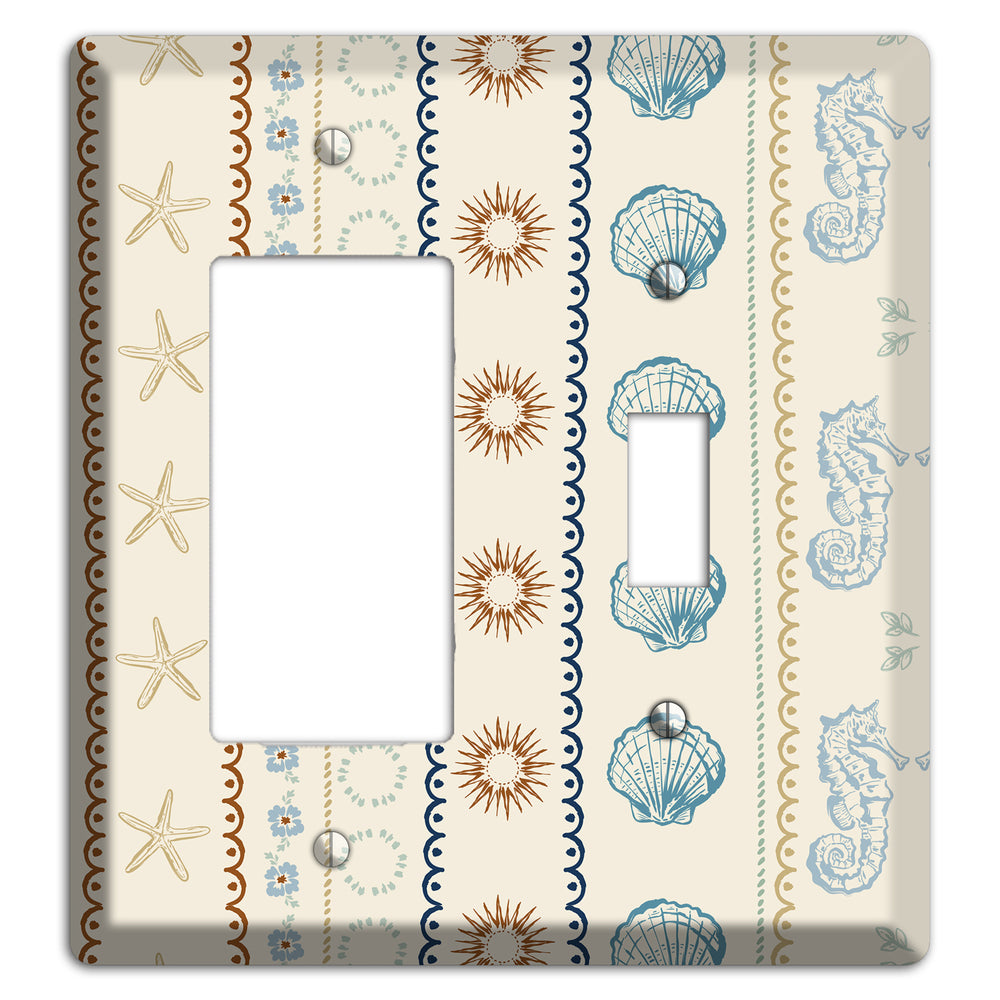 Ivory Seahorse Stripe Rocker / Toggle Wallplate