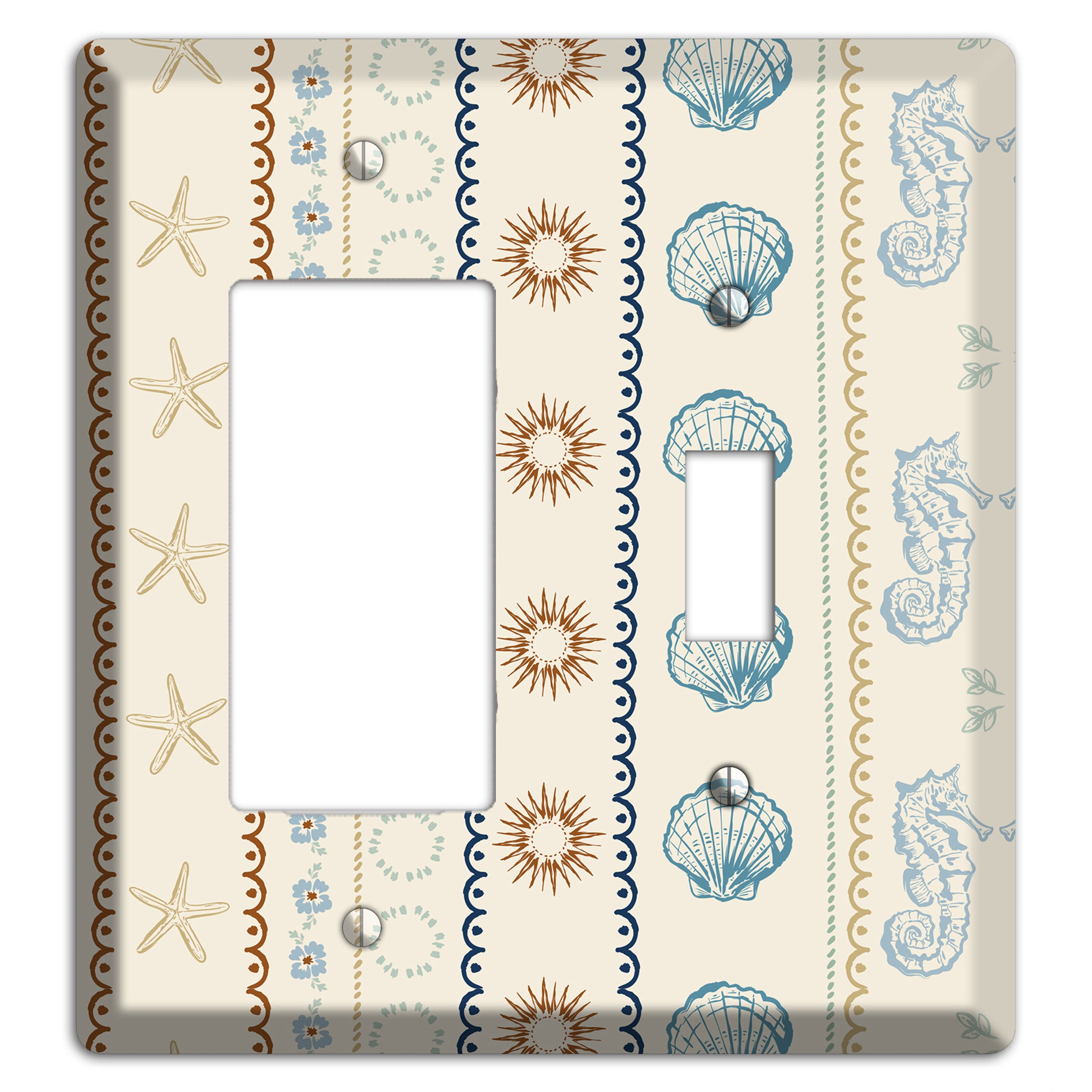 Ivory Seahorse Stripe Rocker / Toggle Wallplate