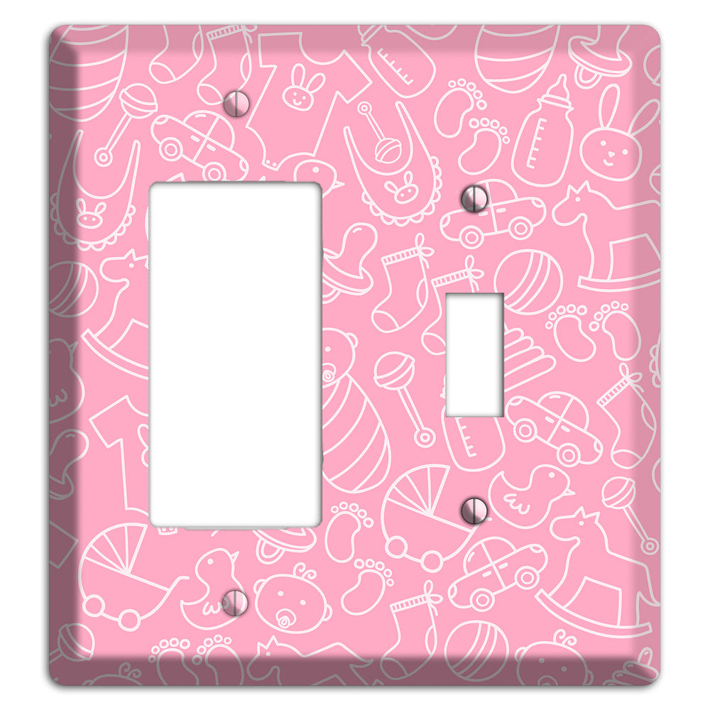 Line Art Baby Pink Rocker / Toggle Wallplate