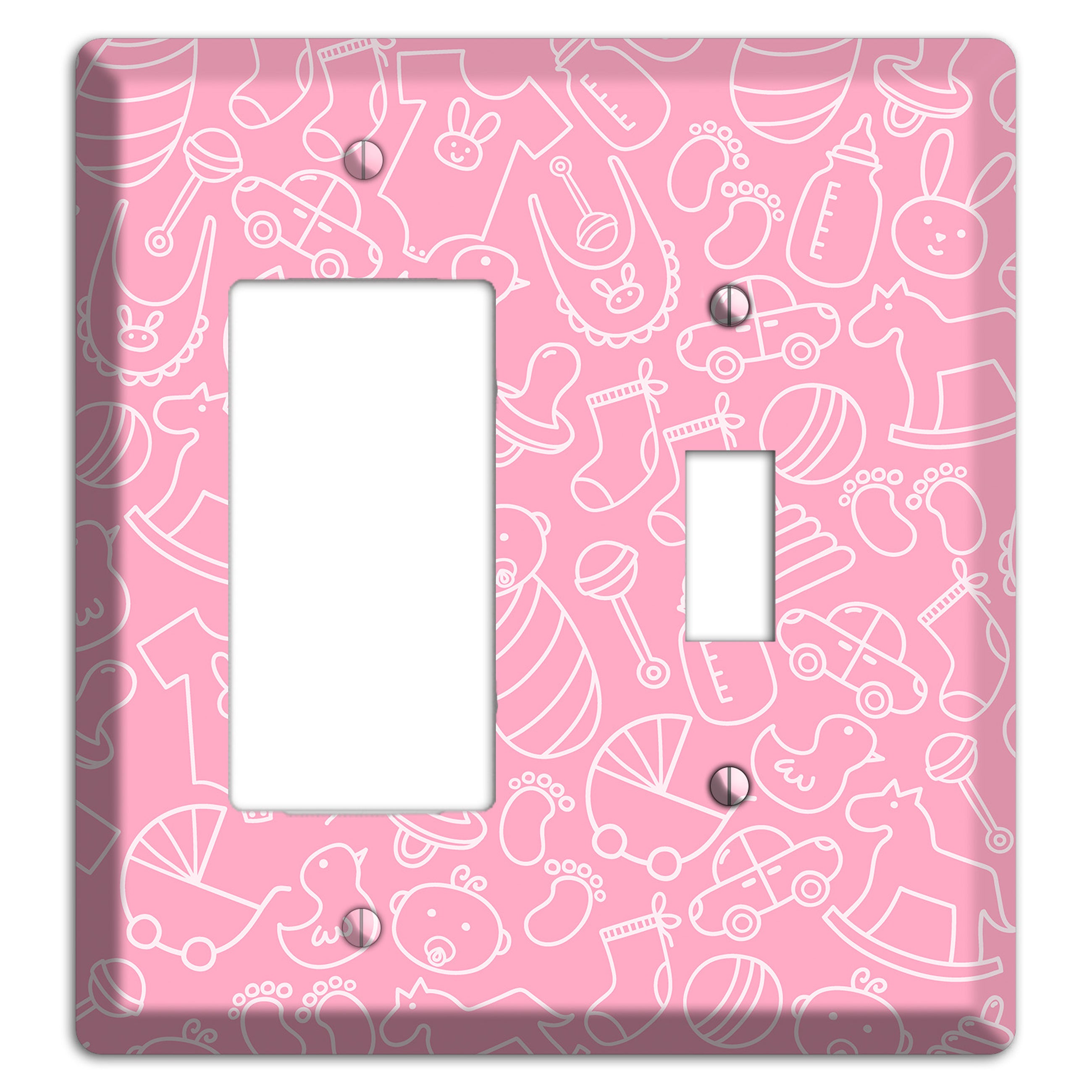 Line Art Baby Pink Rocker / Toggle Wallplate