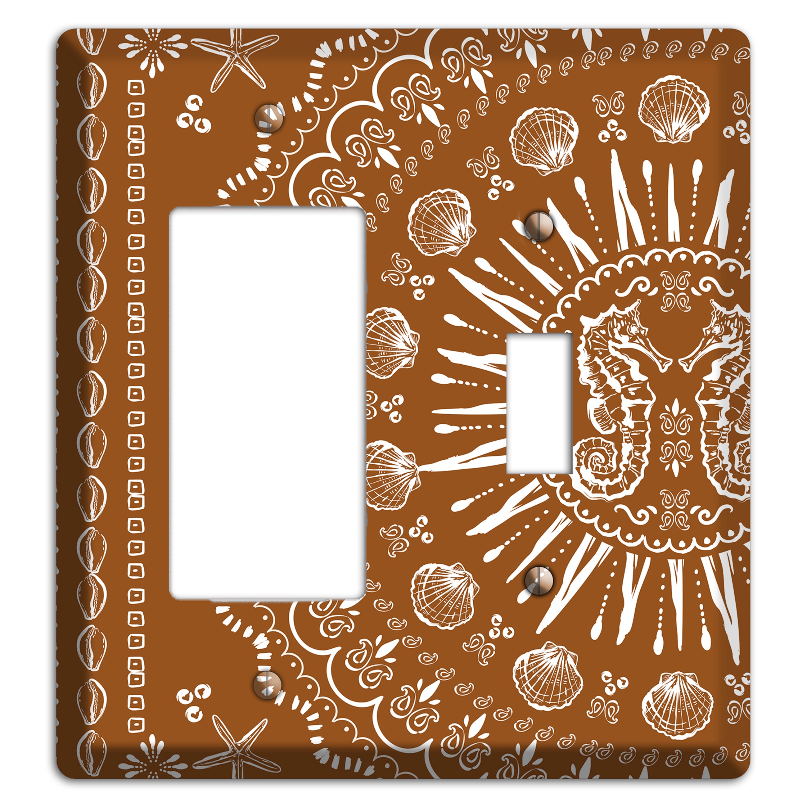 Russet Seahorse Mandala Rocker / Toggle Wallplate