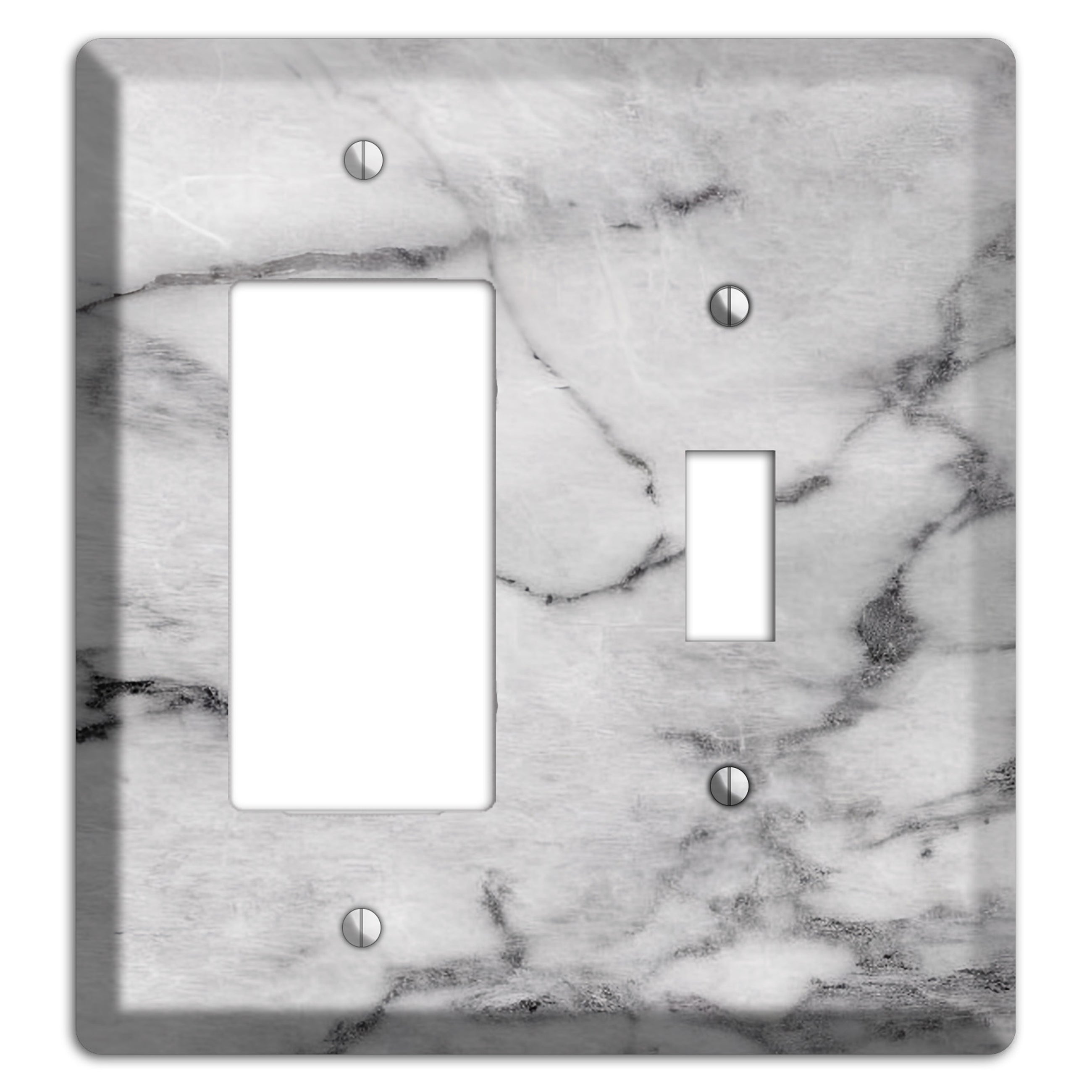 Gray and White Marble Rocker / Toggle Wallplate