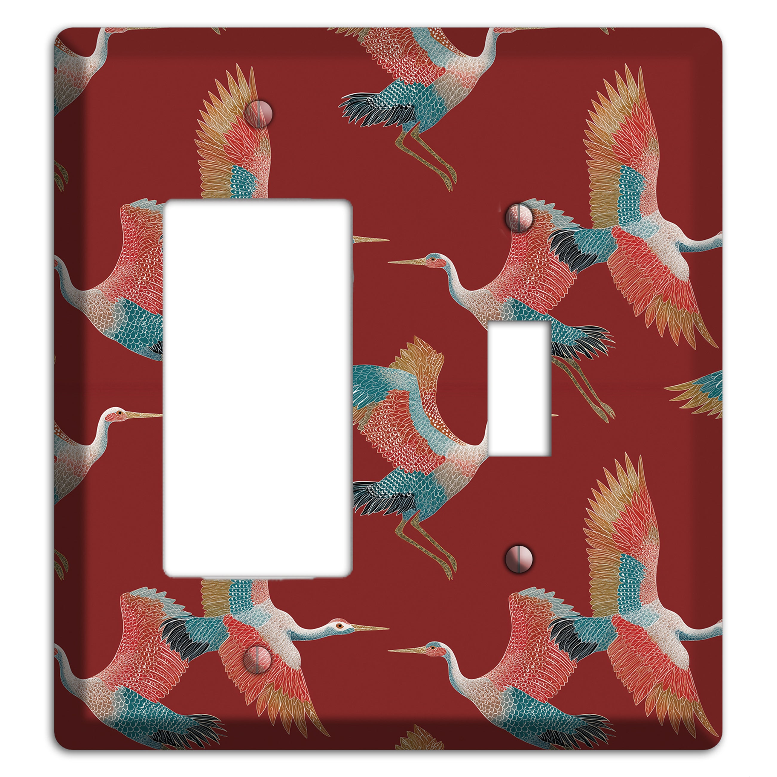 Crimson Heron Dance Rocker / Toggle Wallplate