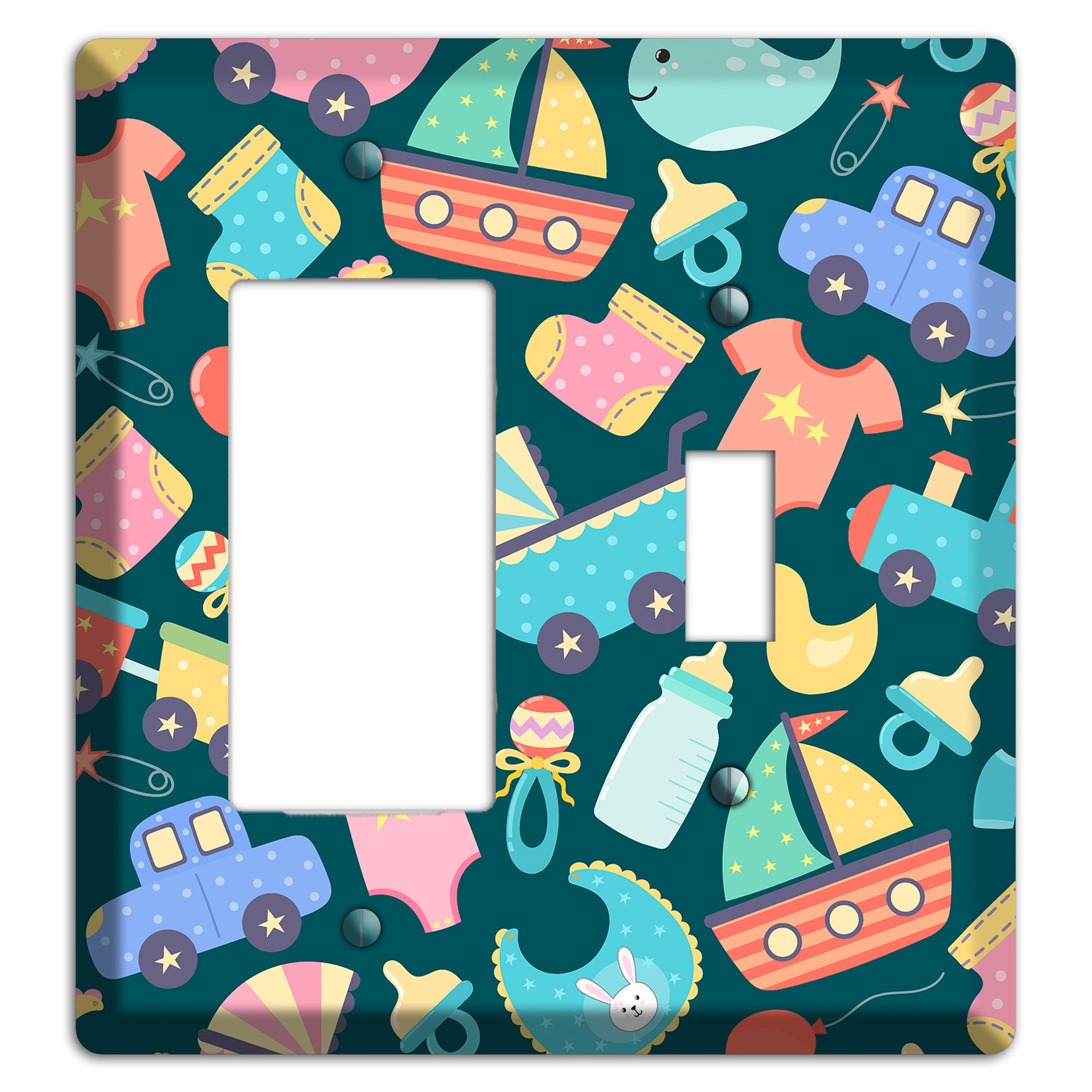 Baby Parade (Teal) Rocker / Toggle Wallplate
