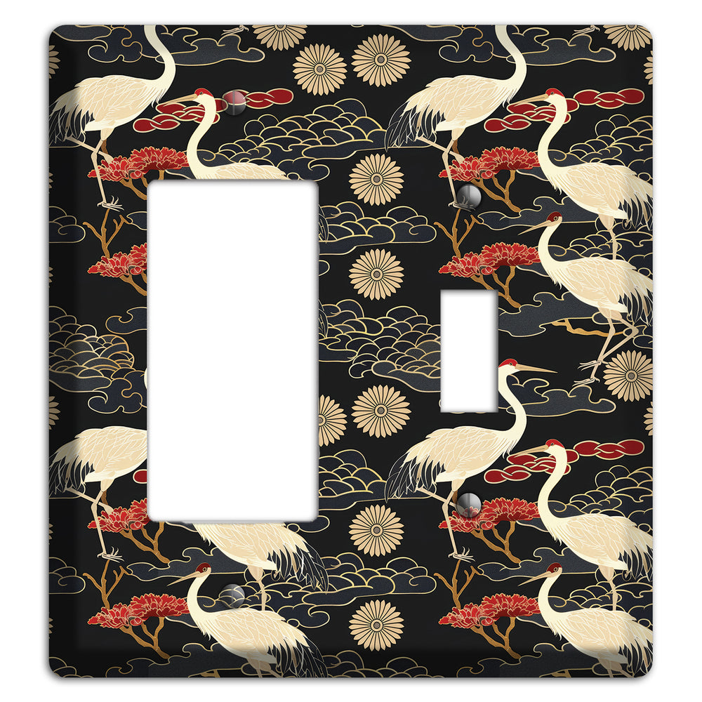 Obsidian Crane Procession Rocker / Toggle Wallplate