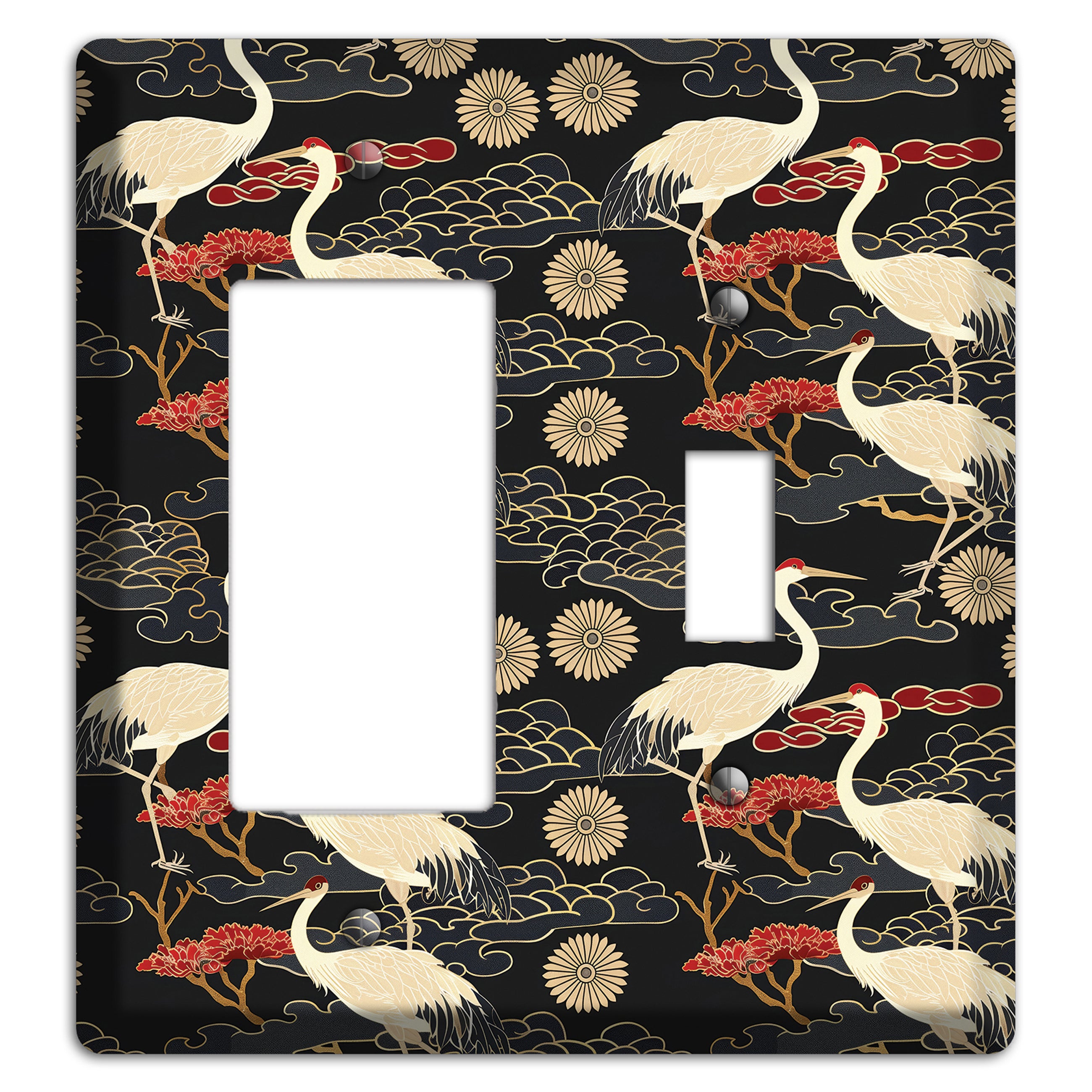 Obsidian Crane Procession Rocker / Toggle Wallplate
