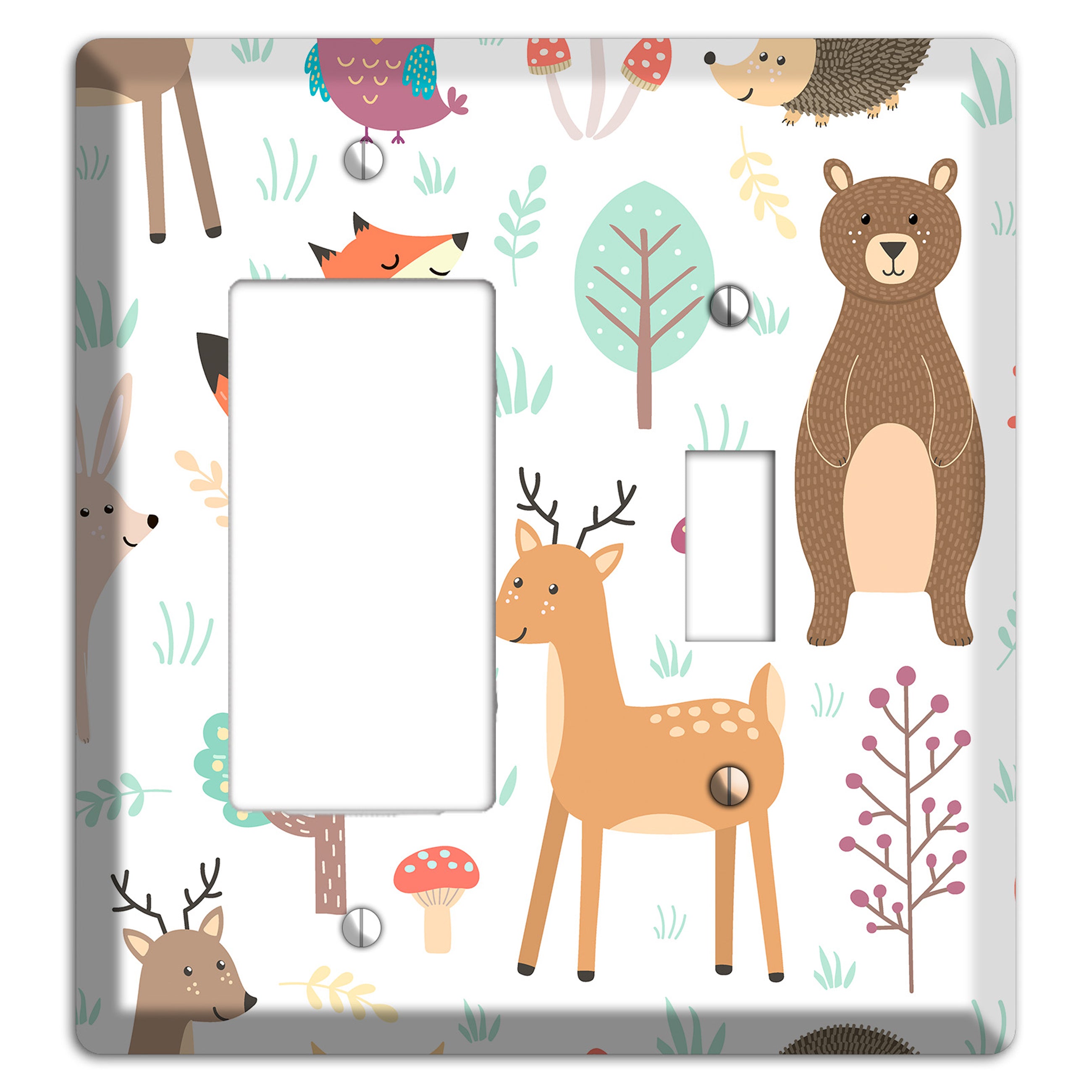 Woodland Friends (White) Rocker / Toggle Wallplate