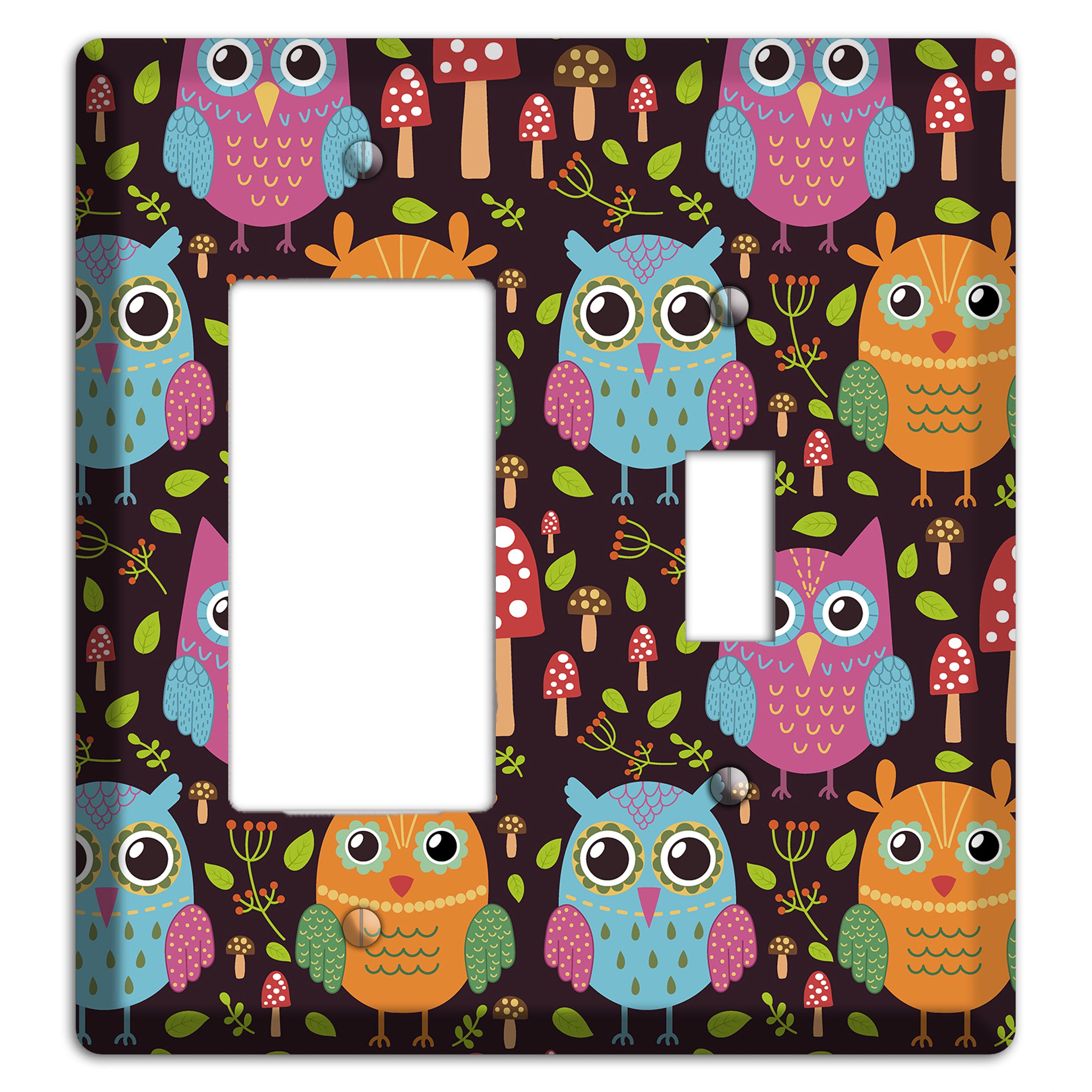 Bright Forest Owls Rocker / Toggle Wallplate