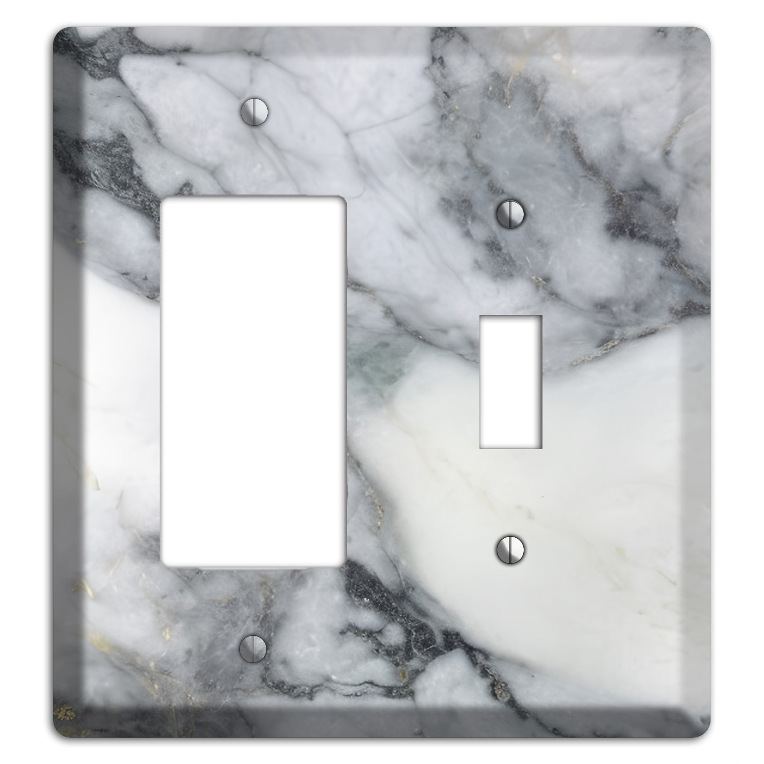 White and Grey Marble Rocker / Toggle Wallplate
