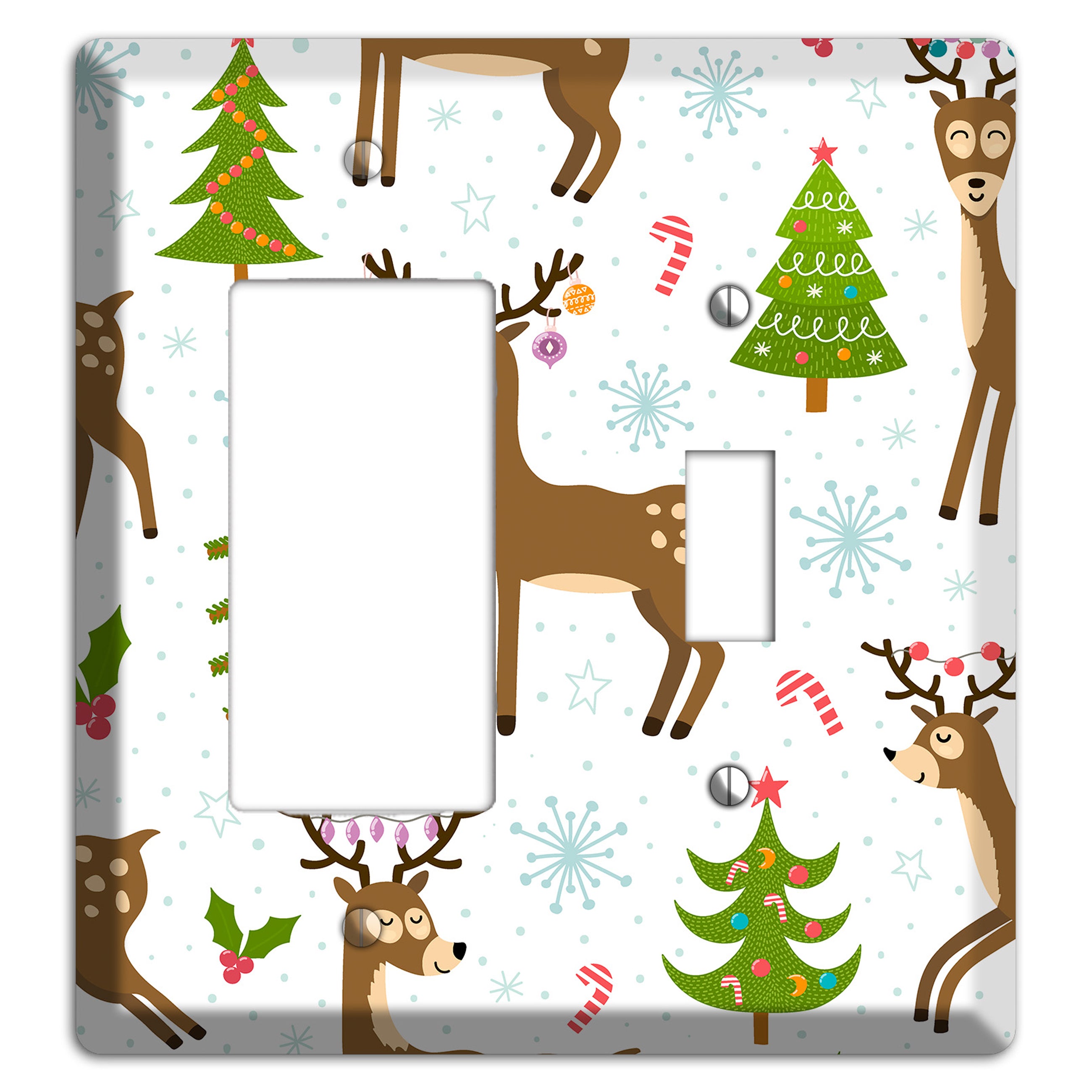 Reindeer Parade (White) Rocker / Toggle Wallplate