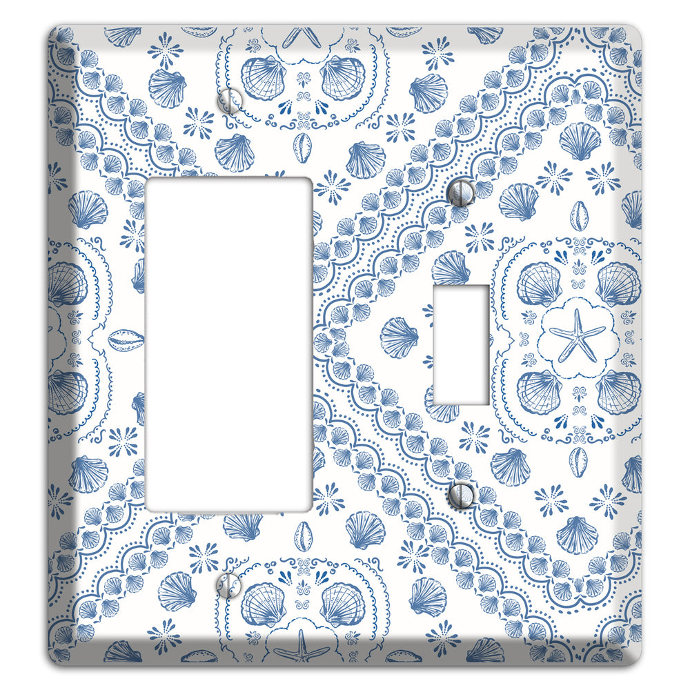 Azure Shell Damask Rocker / Toggle Wallplate