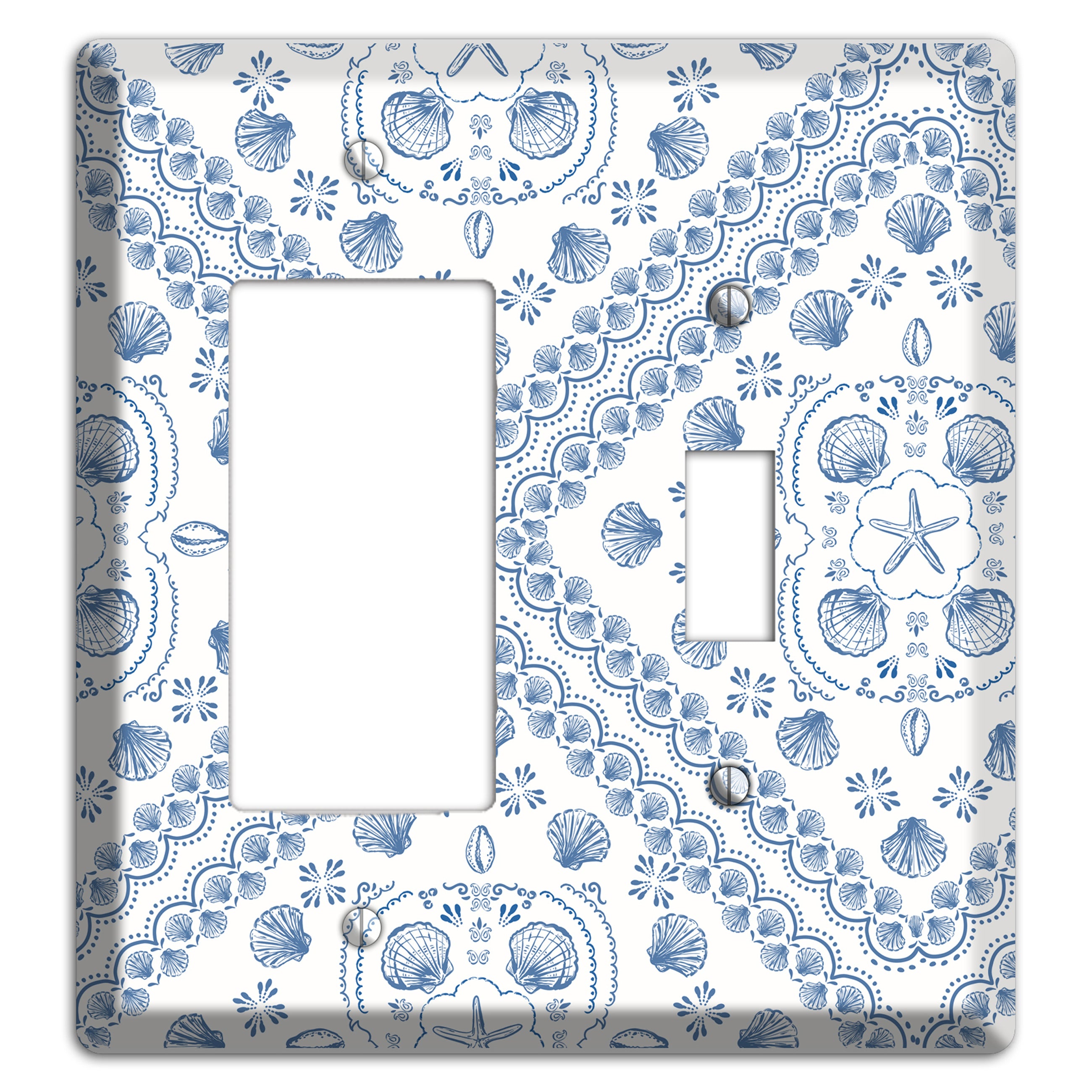 Azure Shell Damask Rocker / Toggle Wallplate