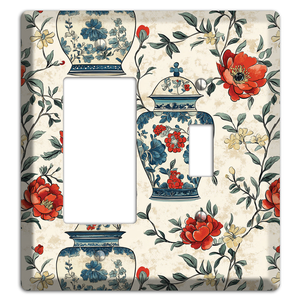 Porcelain & Peony Rocker / Toggle Wallplate