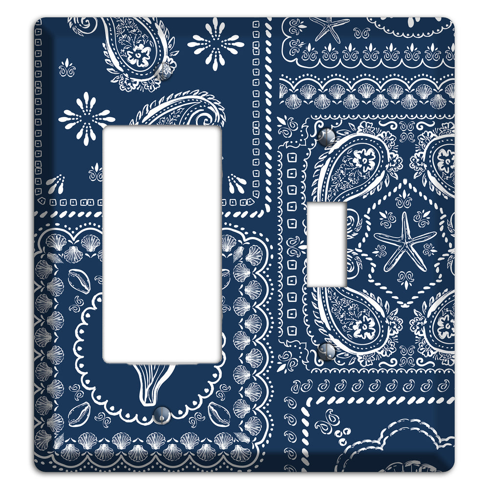 Navy Paisley Patchwork Rocker / Toggle Wallplate