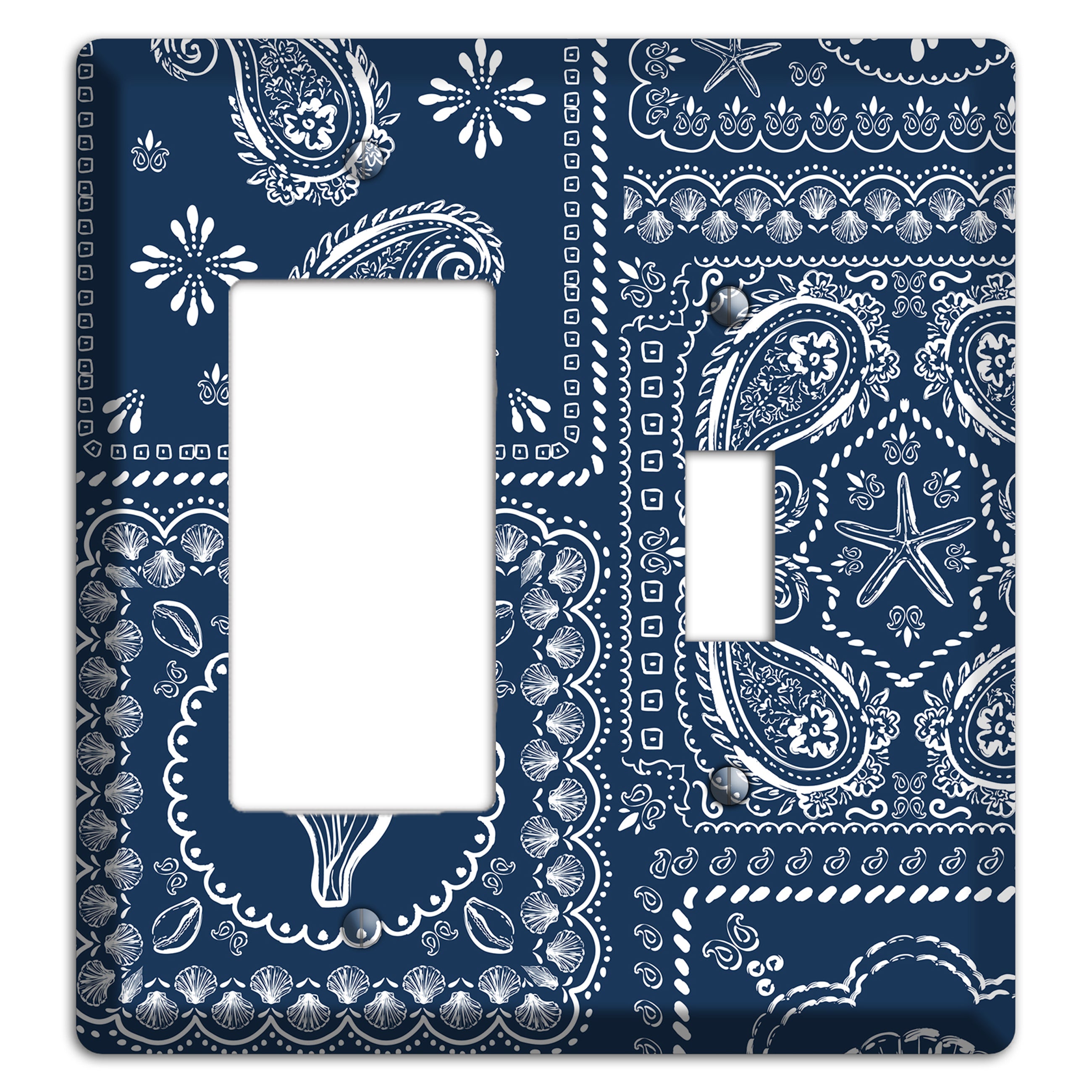 Navy Paisley Patchwork Rocker / Toggle Wallplate