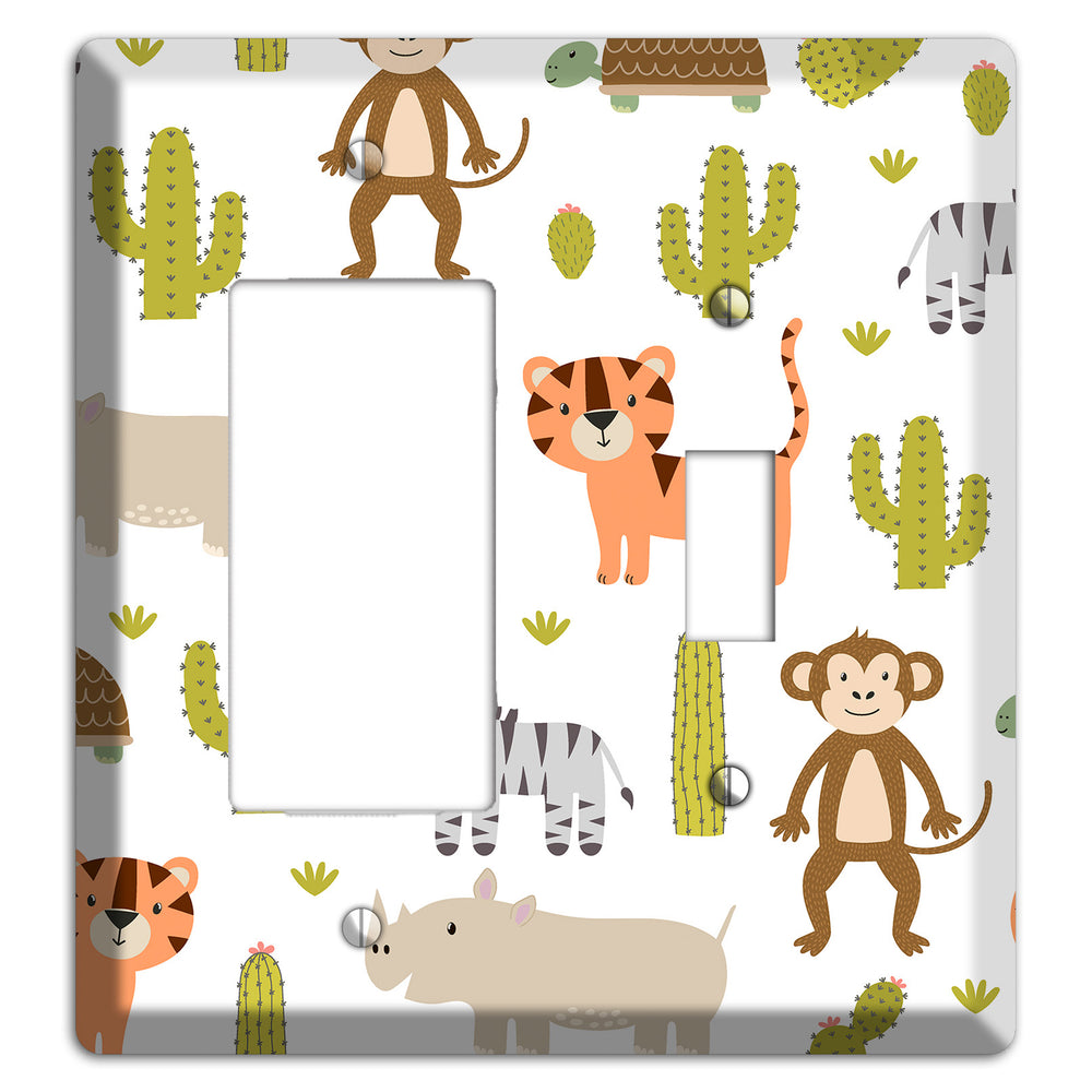 Safari Critters (White) Rocker / Toggle Wallplate