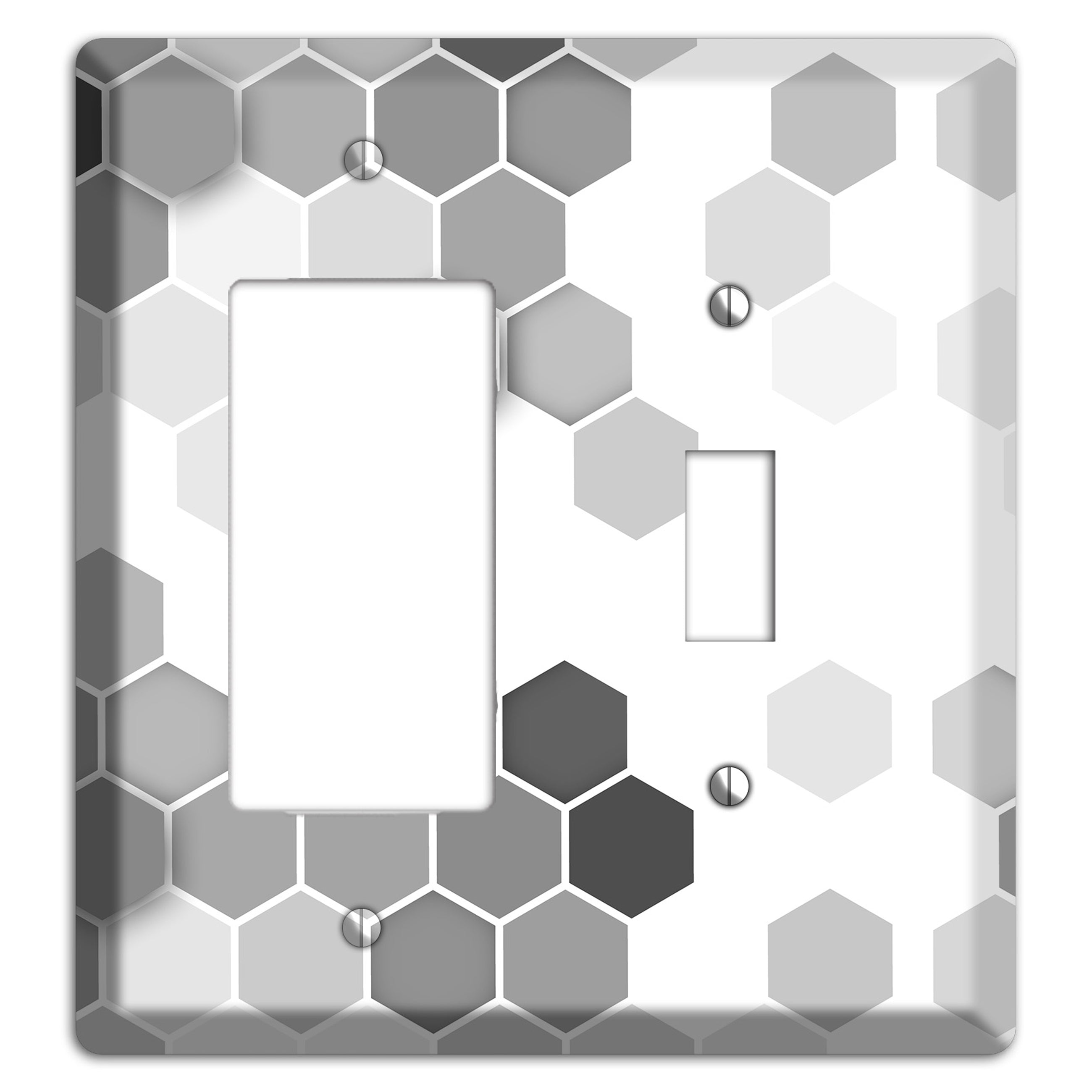 Monochrome Hexagon Tiling Rocker / Toggle Wallplate