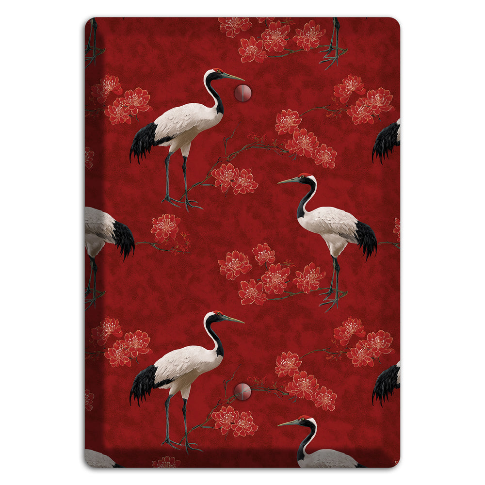 Vermillion Crane Bloom Blank Wallplate