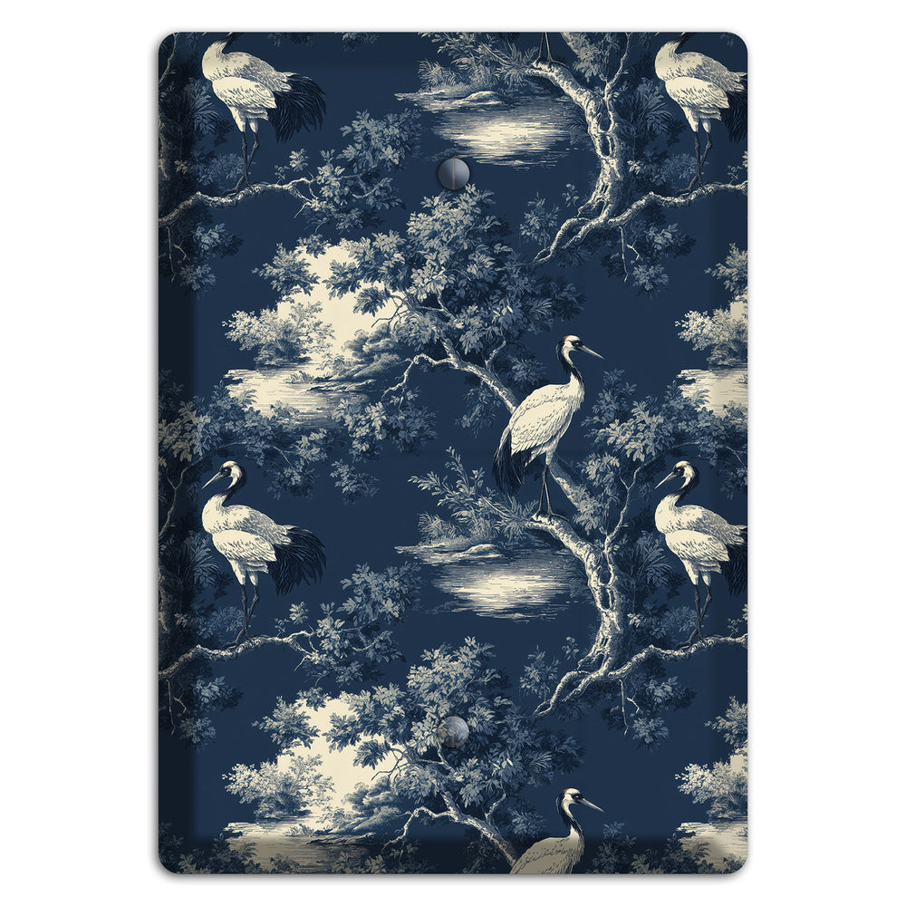 Midnight Crane Toile Blank Wallplate