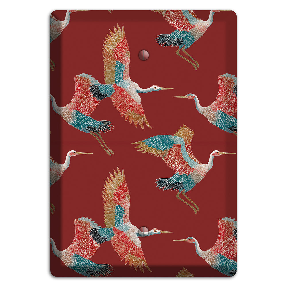 Crimson Heron Dance Blank Wallplate