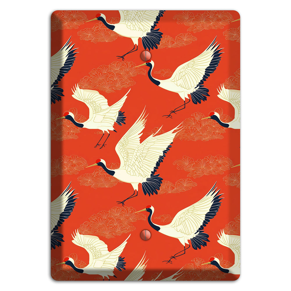 Vermillion Crane Flight Blank Wallplate