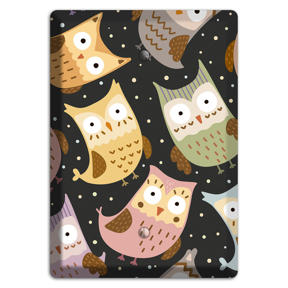 Sleepy Owls (Charcoal) Blank Wallplate