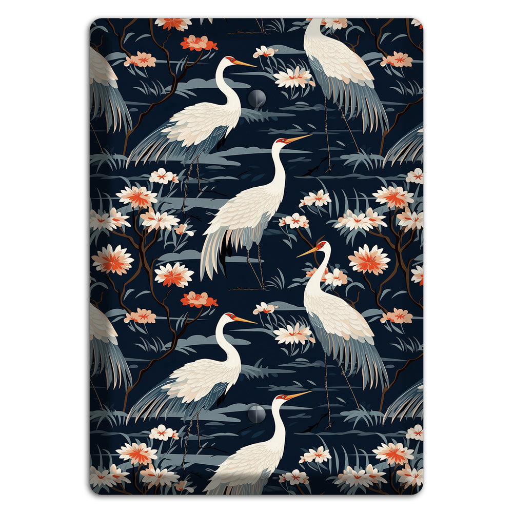 Navy Heron Nocturne Blank Wallplate