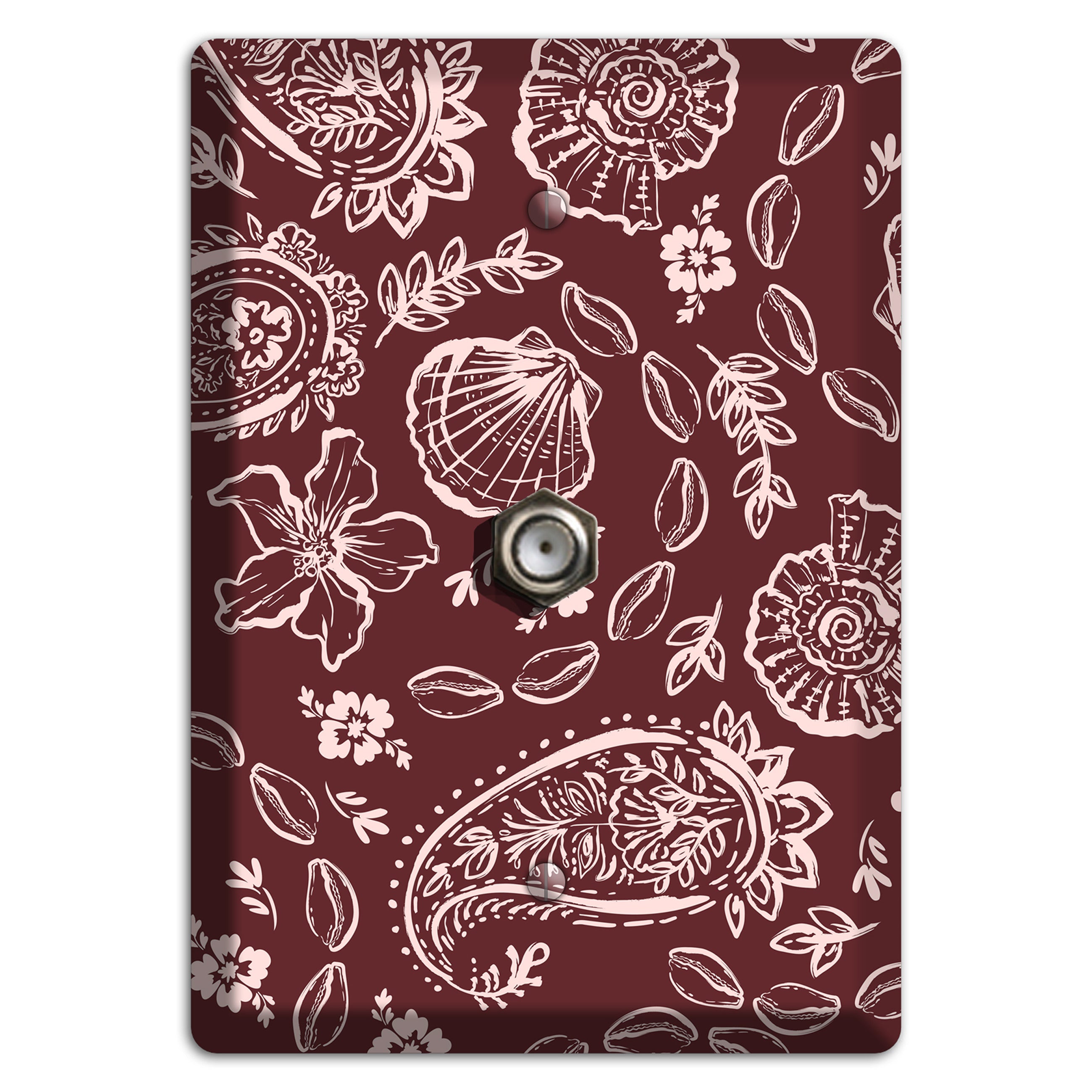 Crimson Shell Paisley Cable Wallplate