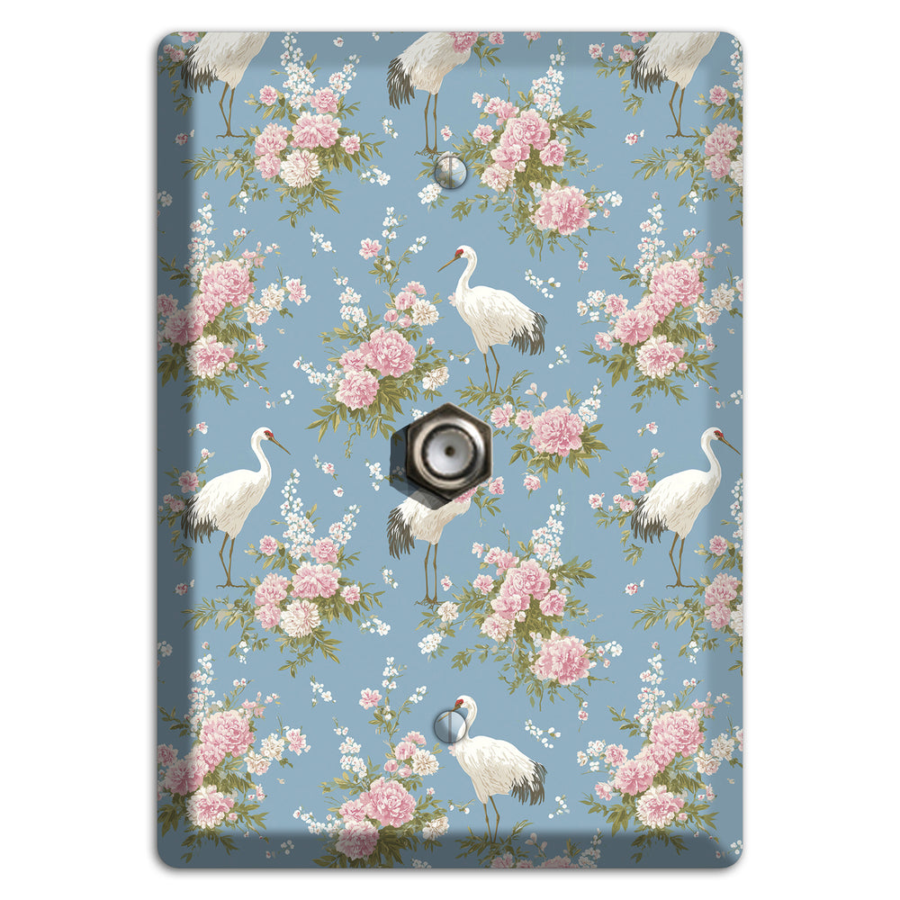 Dusty Blue Peony Flight Cable Wallplate