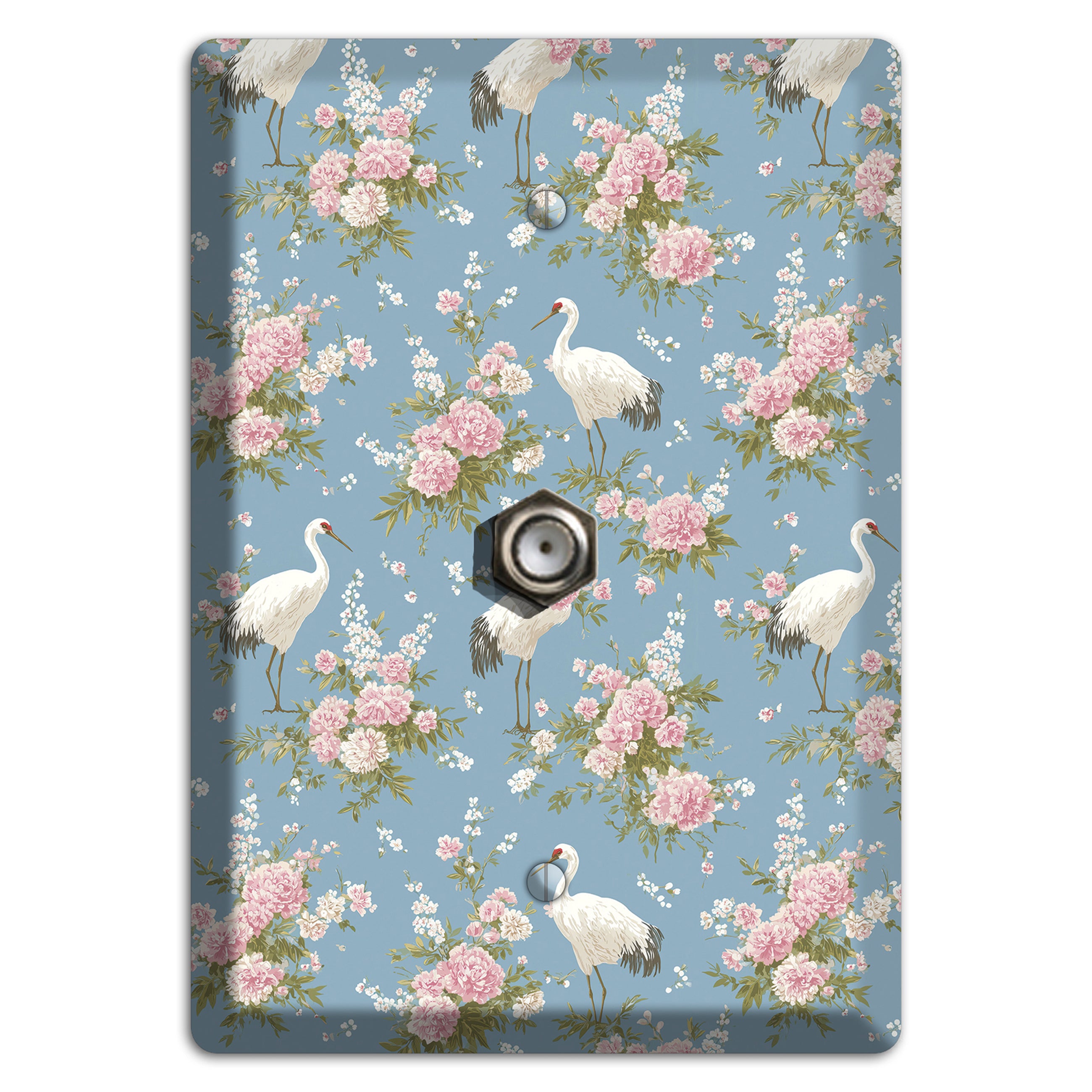 Dusty Blue Peony Flight Cable Wallplate