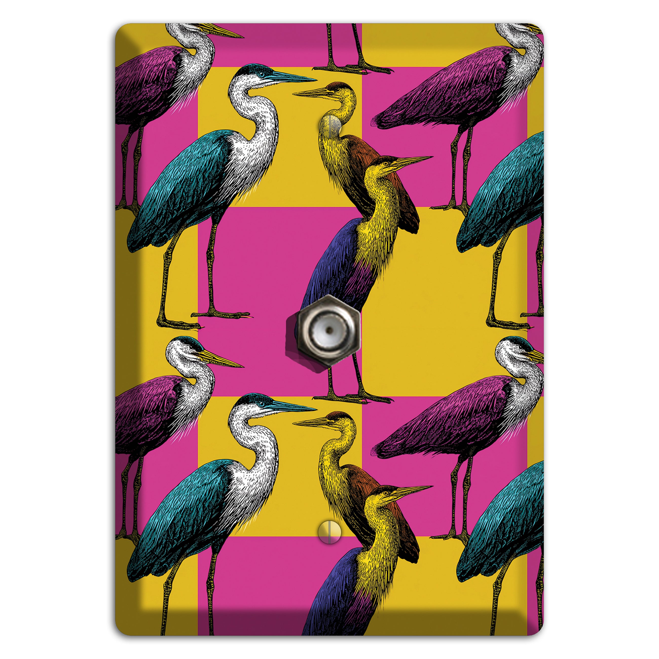 Magenta Heron Grid Cable Wallplate
