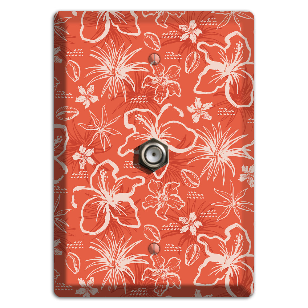 Coral Hibiscus Reverie Cable Wallplate
