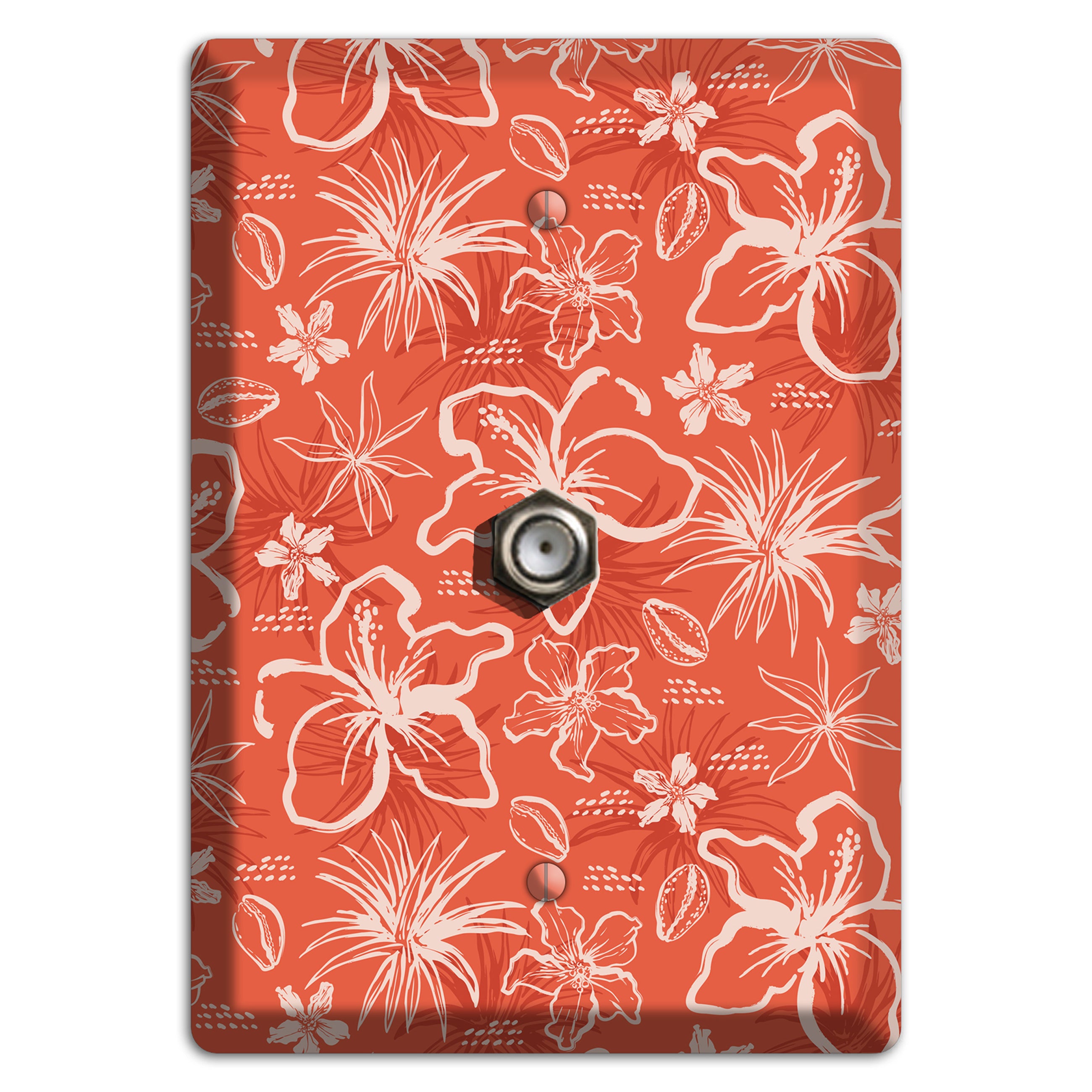 Coral Hibiscus Reverie Cable Wallplate