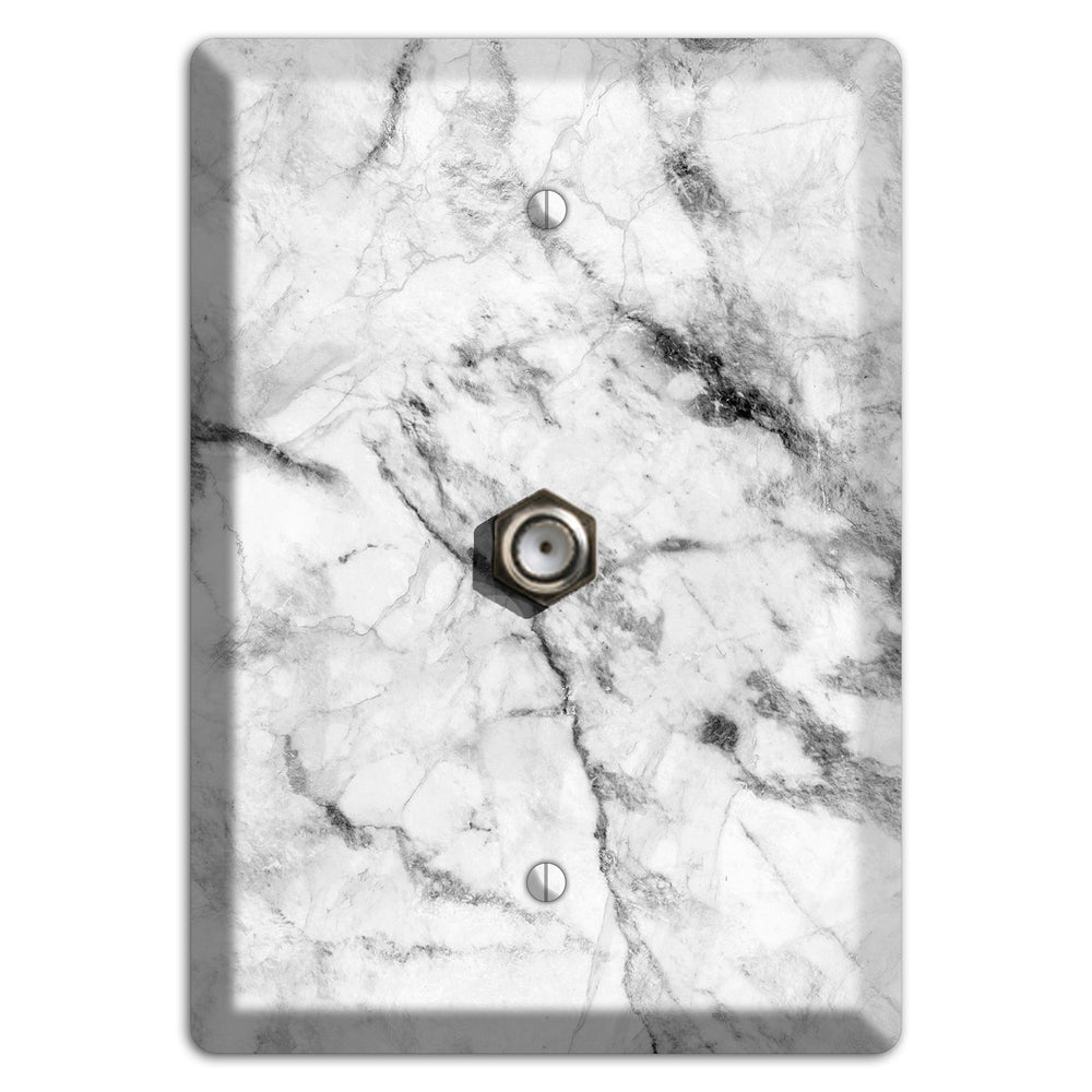 White and Gray Marble Cable Wallplate