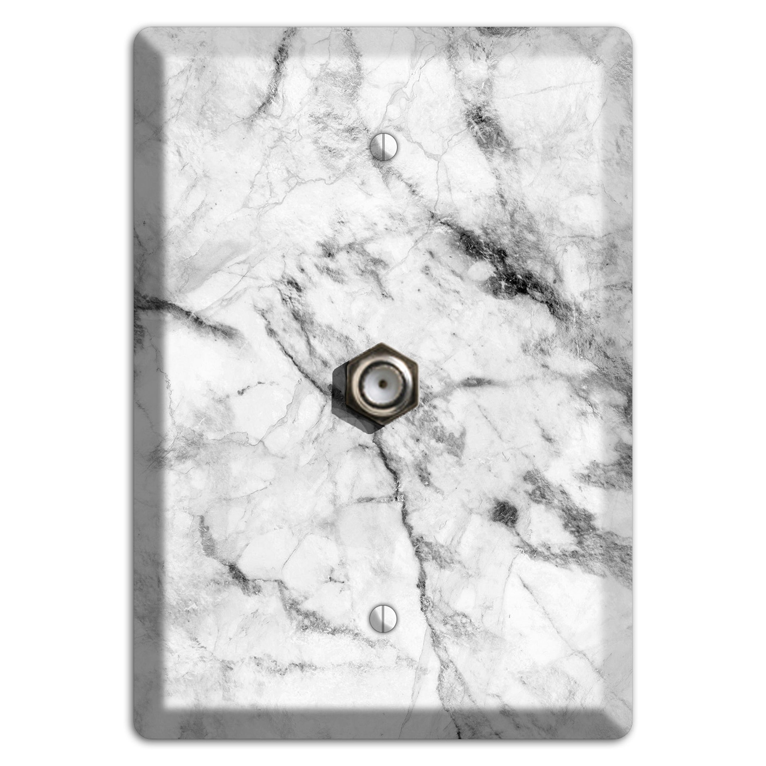 White and Gray Marble Cable Wallplate