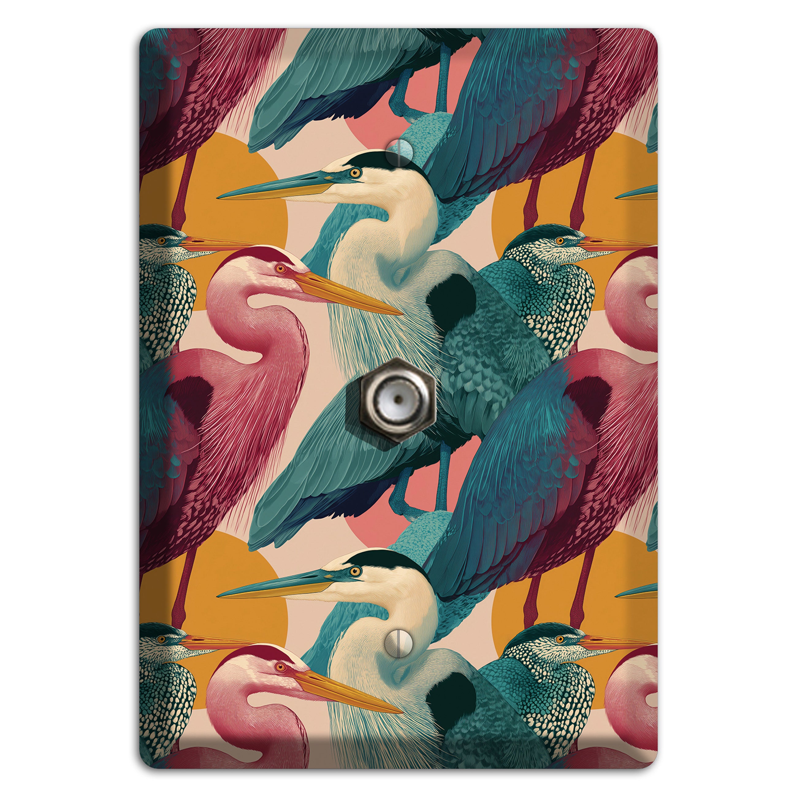 Teal Heron Mosaic Cable Wallplate