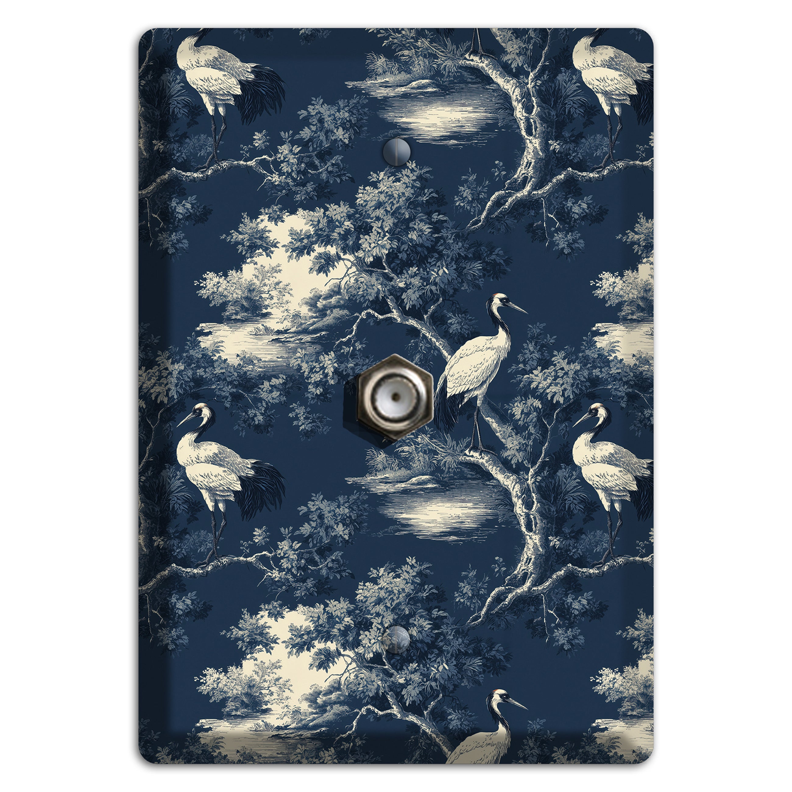 Midnight Crane Toile Cable Wallplate
