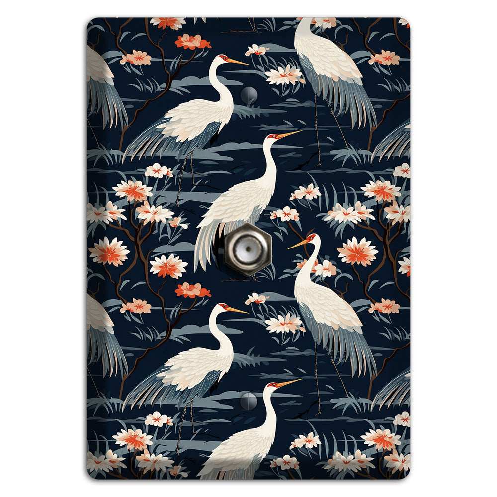 Navy Heron Nocturne Cable Wallplate